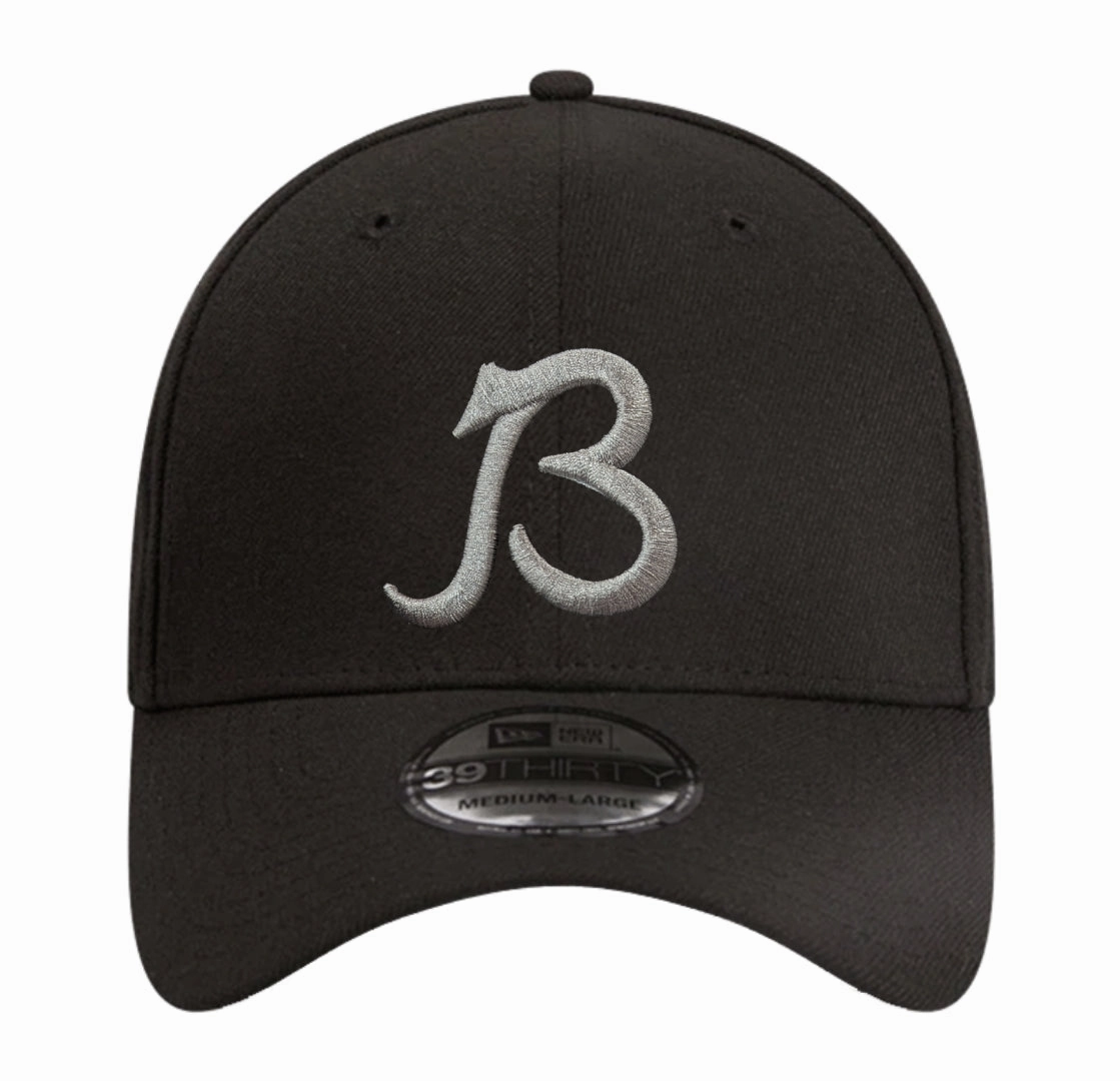 Men's Chicago Bears New Era "B" Black/Graphite 1985 Champions 39THIRTY Flex Hat