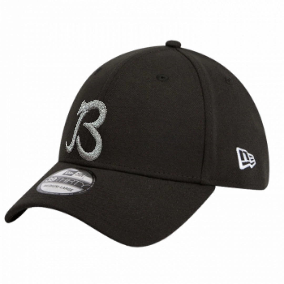 Men's Chicago Bears New Era "B" Black/Graphite 1985 Champions 39THIRTY Flex Hat