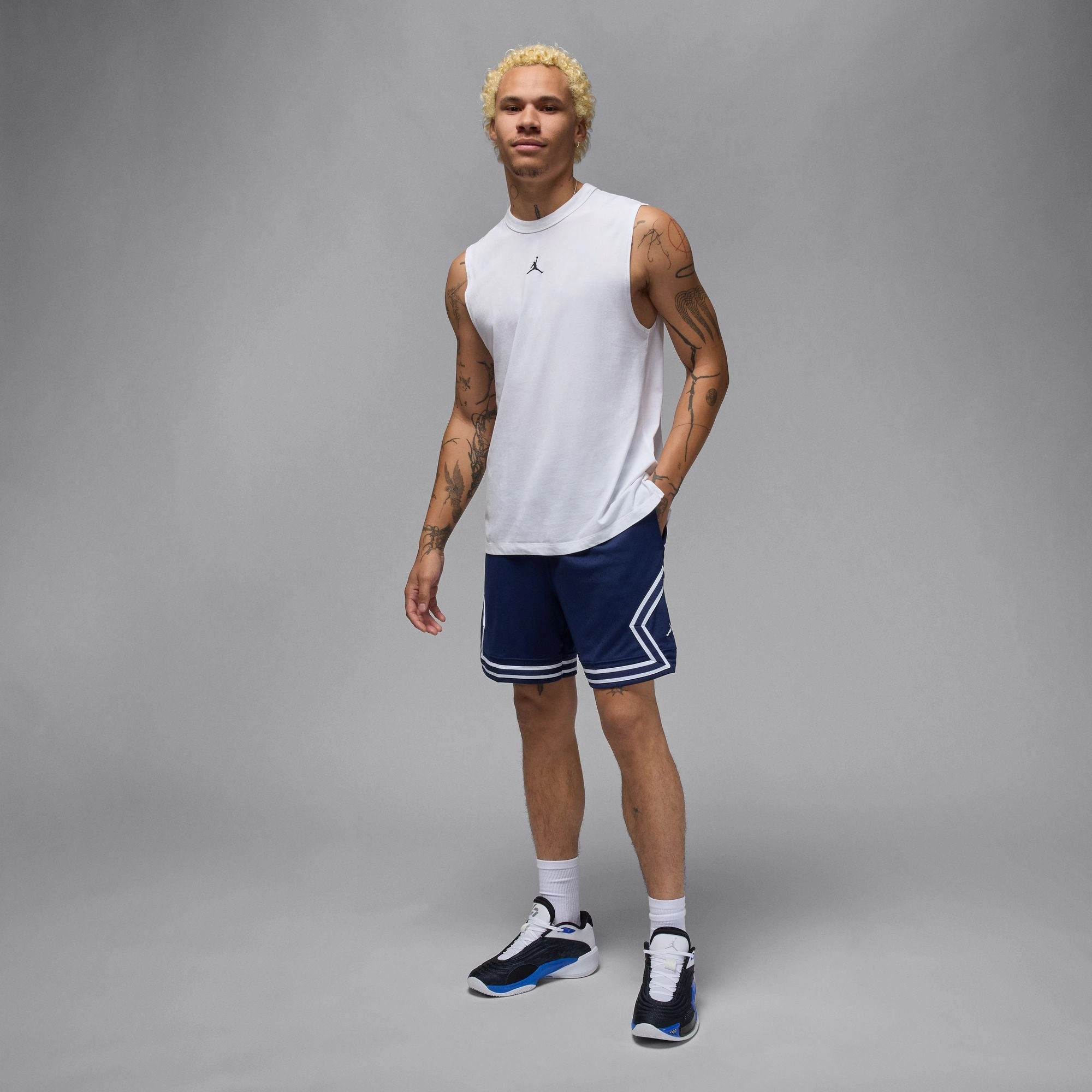 Men's Jordan Dri-FIT Mesh Diamond Shorts - MIDNIGHT NAVY/WHITE/WHITE