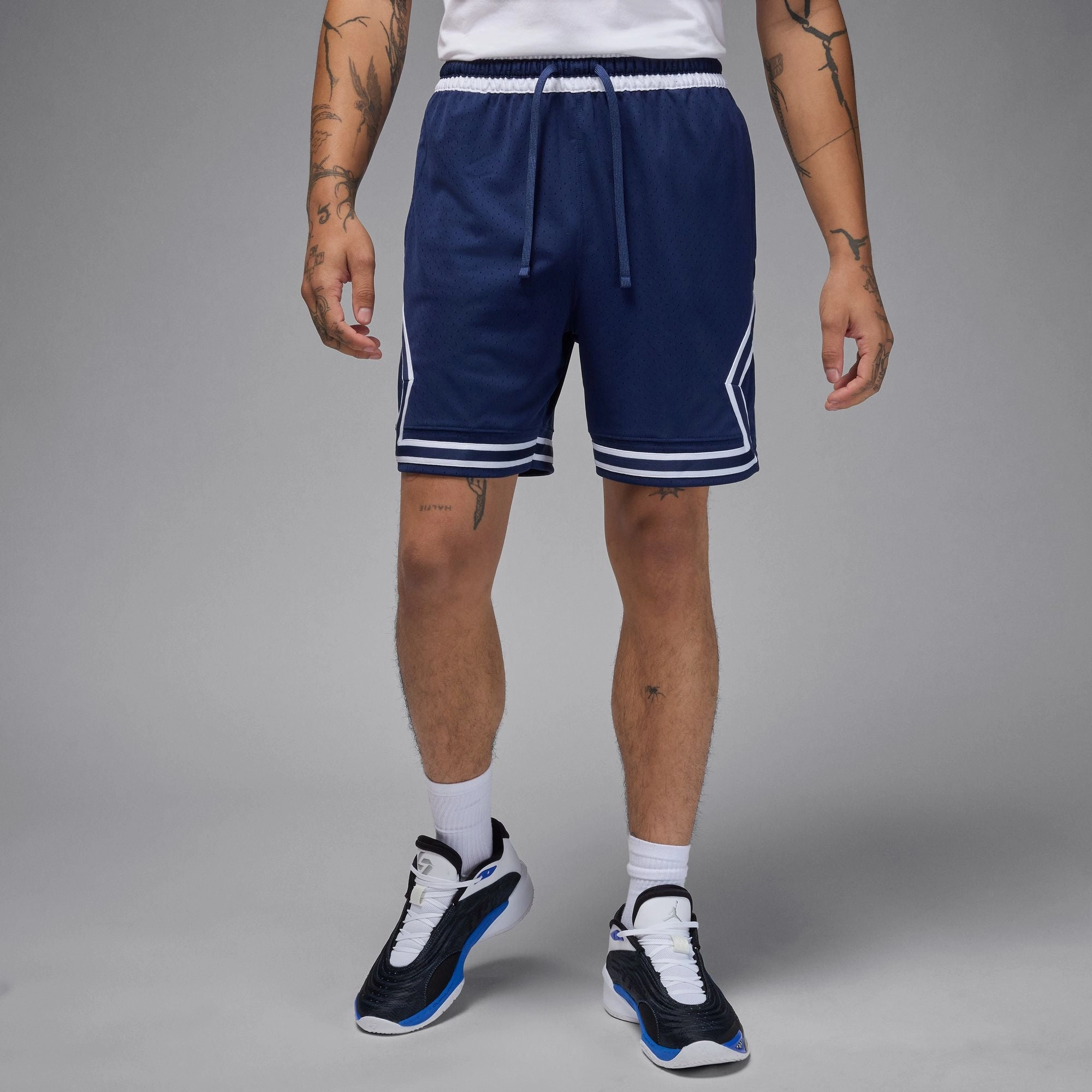Men's Jordan Dri-FIT Mesh Diamond Shorts - MIDNIGHT NAVY/WHITE/WHITE