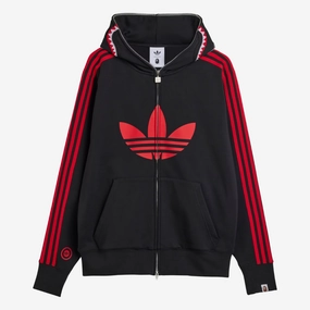 mens adidas x bape full zip shark hoodie (black)