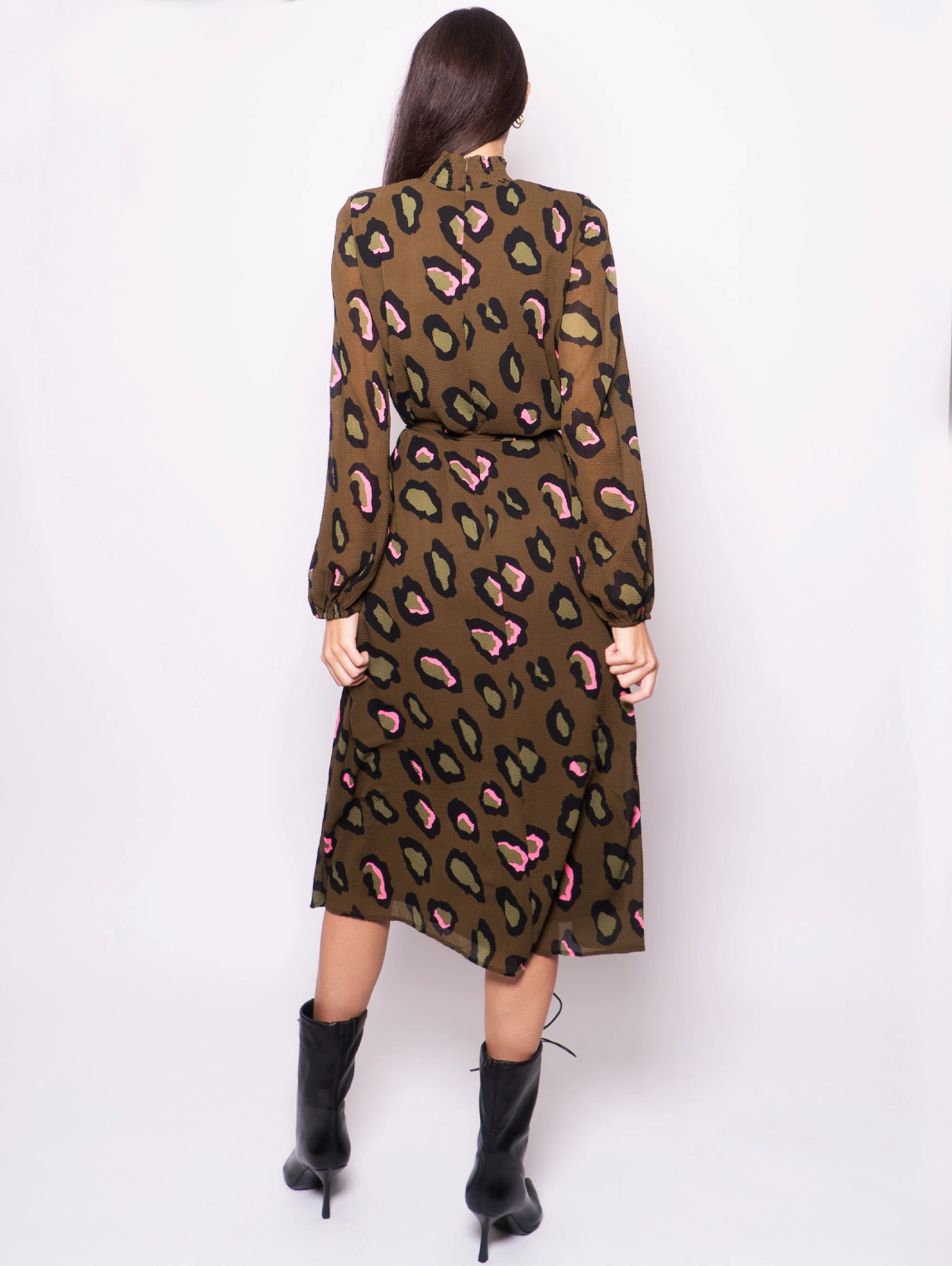 Military Green Animalier Long Dress