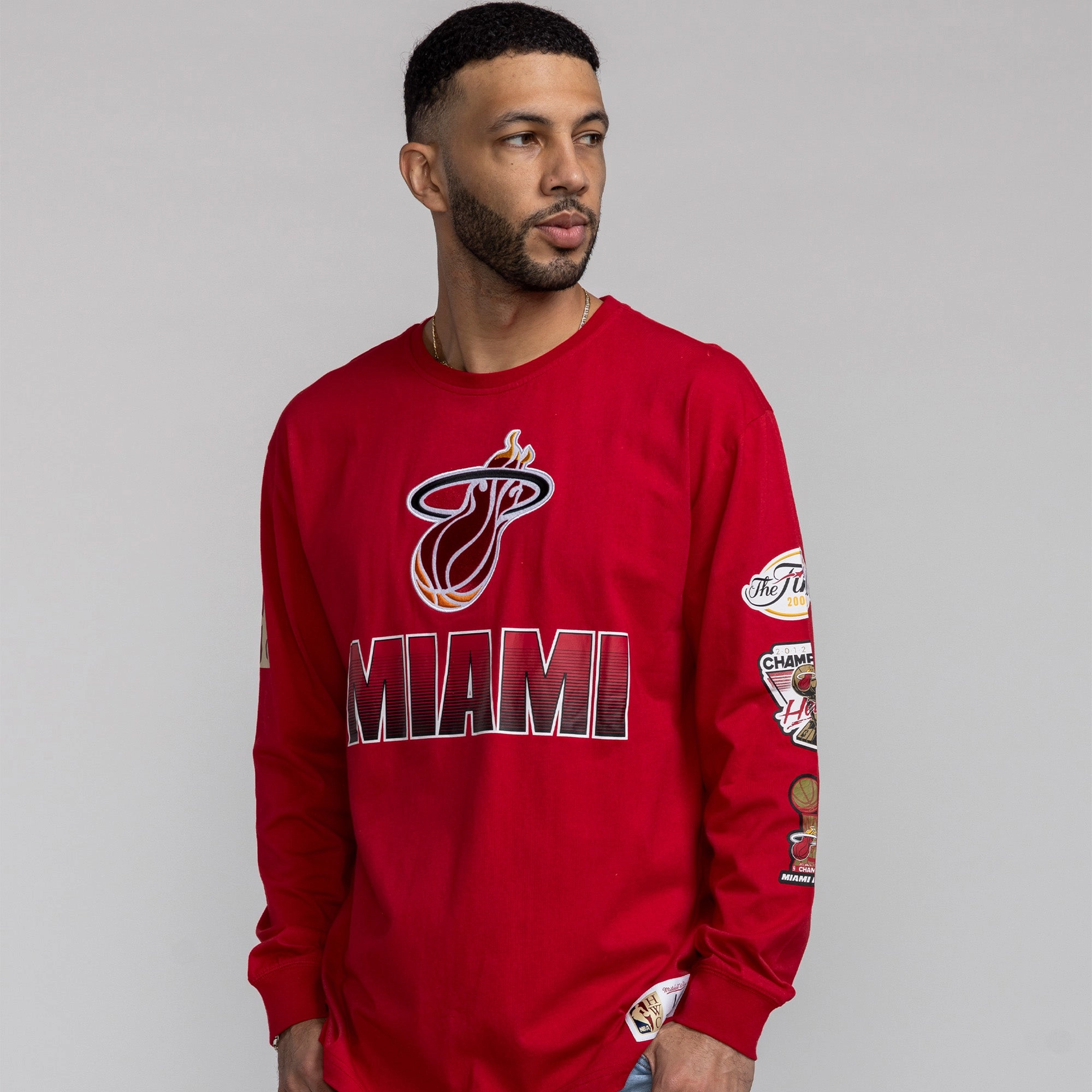 Mitchell & Ness Miami HEAT Allover Vintage Long Sleeve Tee