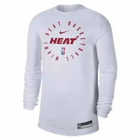 Nike Miami HEAT 2024/25 On-Court Long Sleeve White Practice Tee