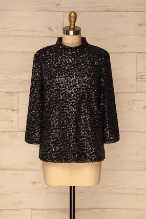 Paredes | Black Sequins Top