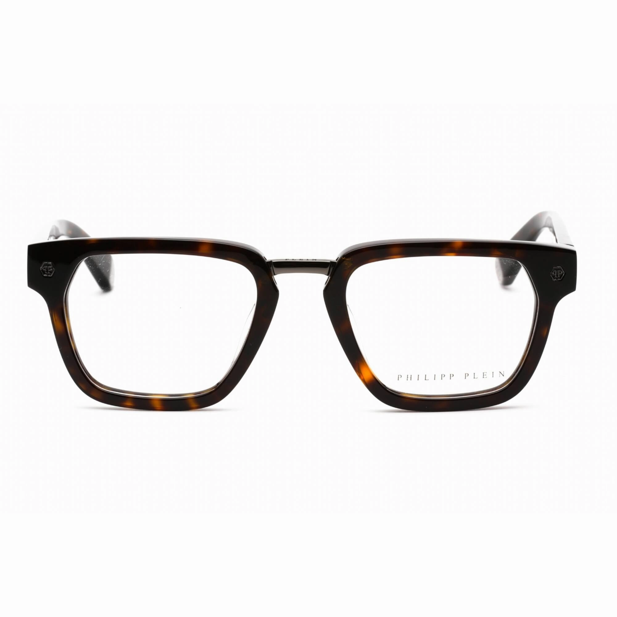 Philipp Plein Men's Eyeglasses - Shiny Dark Havana Rectangular Frame | VPP055W 0722