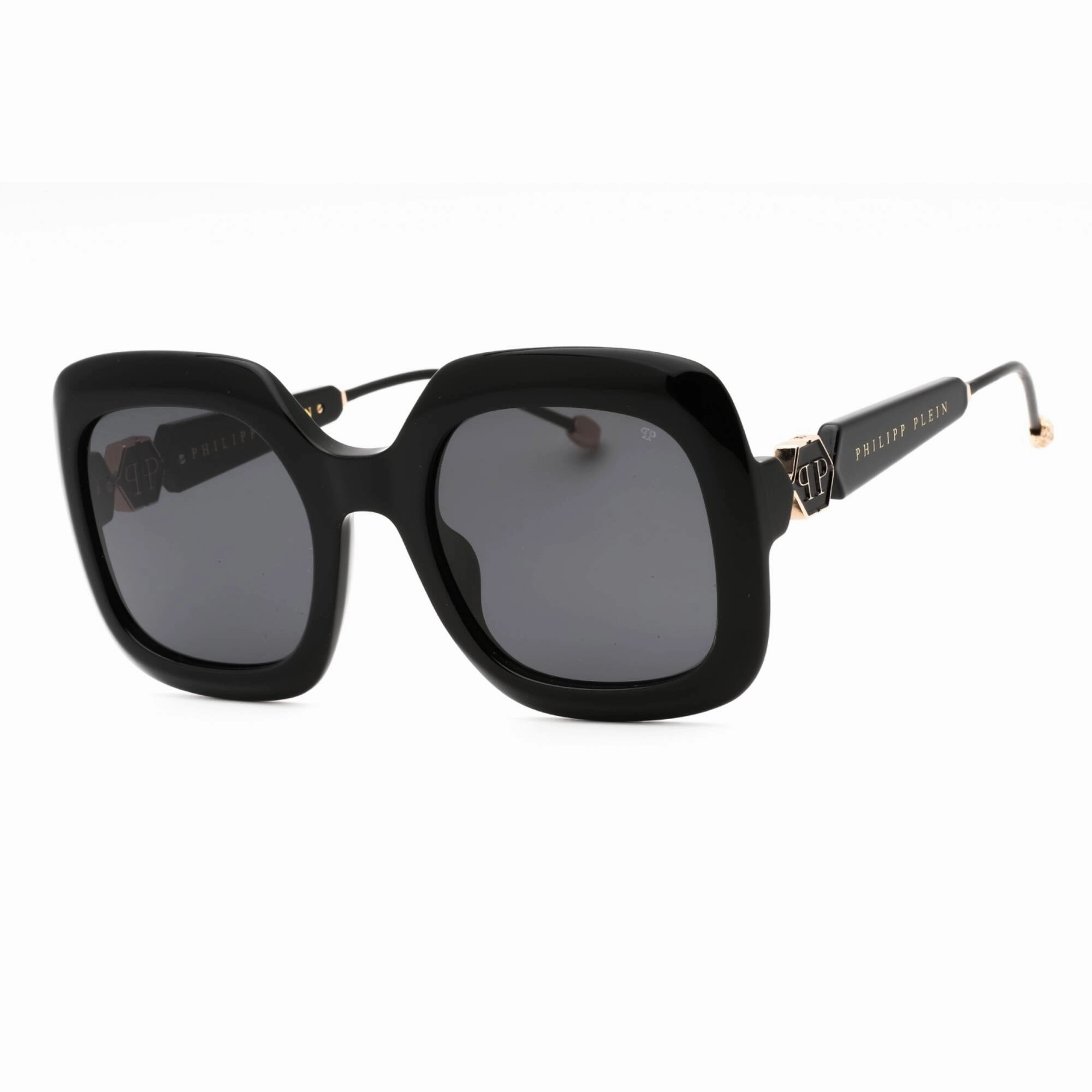 Philipp Plein Women's Sunglasses - Shiny Black Plastic Oversized Frame | SPP065S 0700