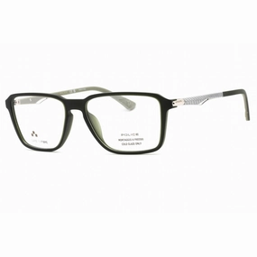 Police Men's Eyeglasses - Semi Matte Dark Green Full Rim Square Frame | VPLF05M 0B81