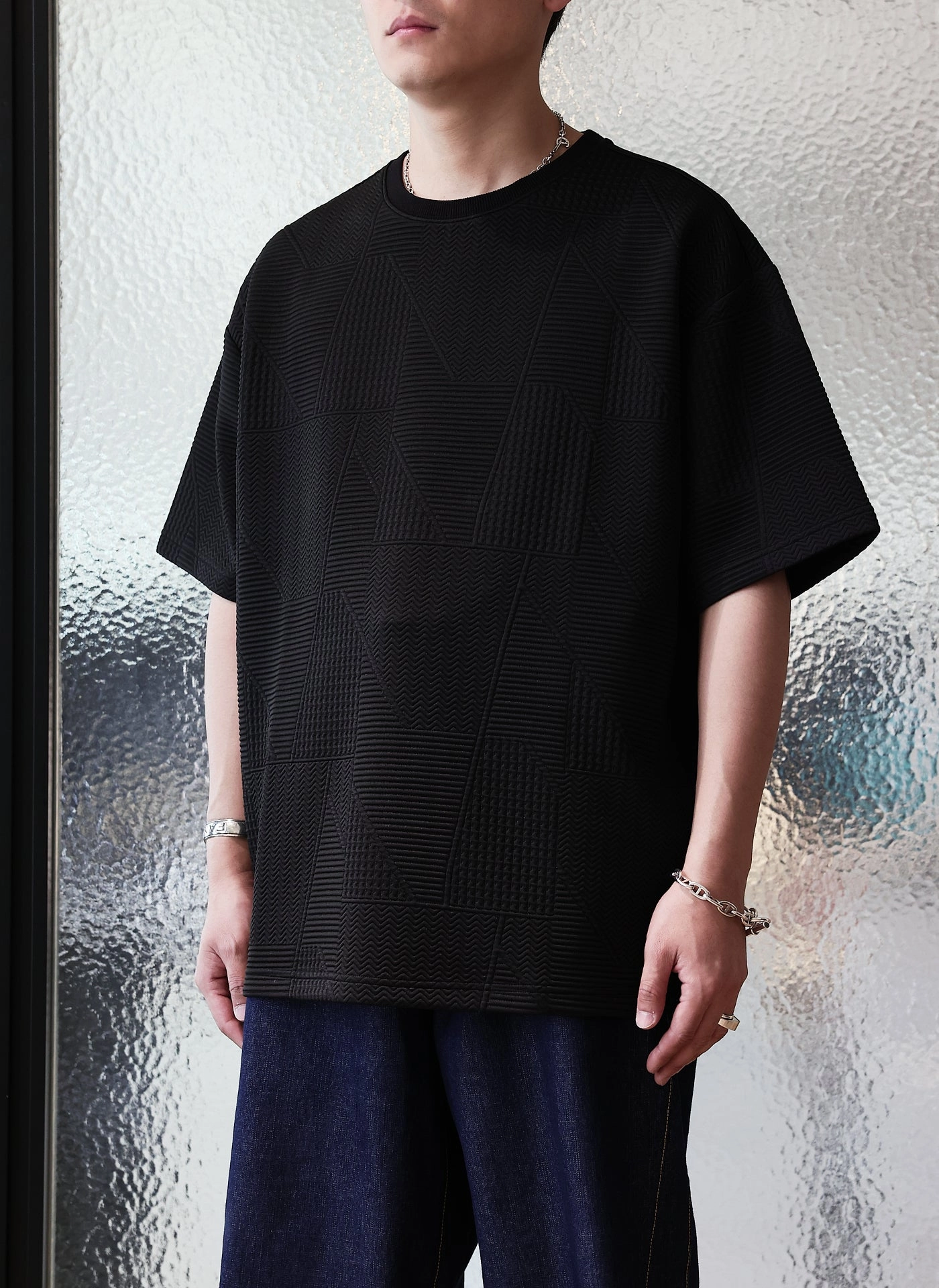 Polyester Spandex Jacquard Oversized Tee