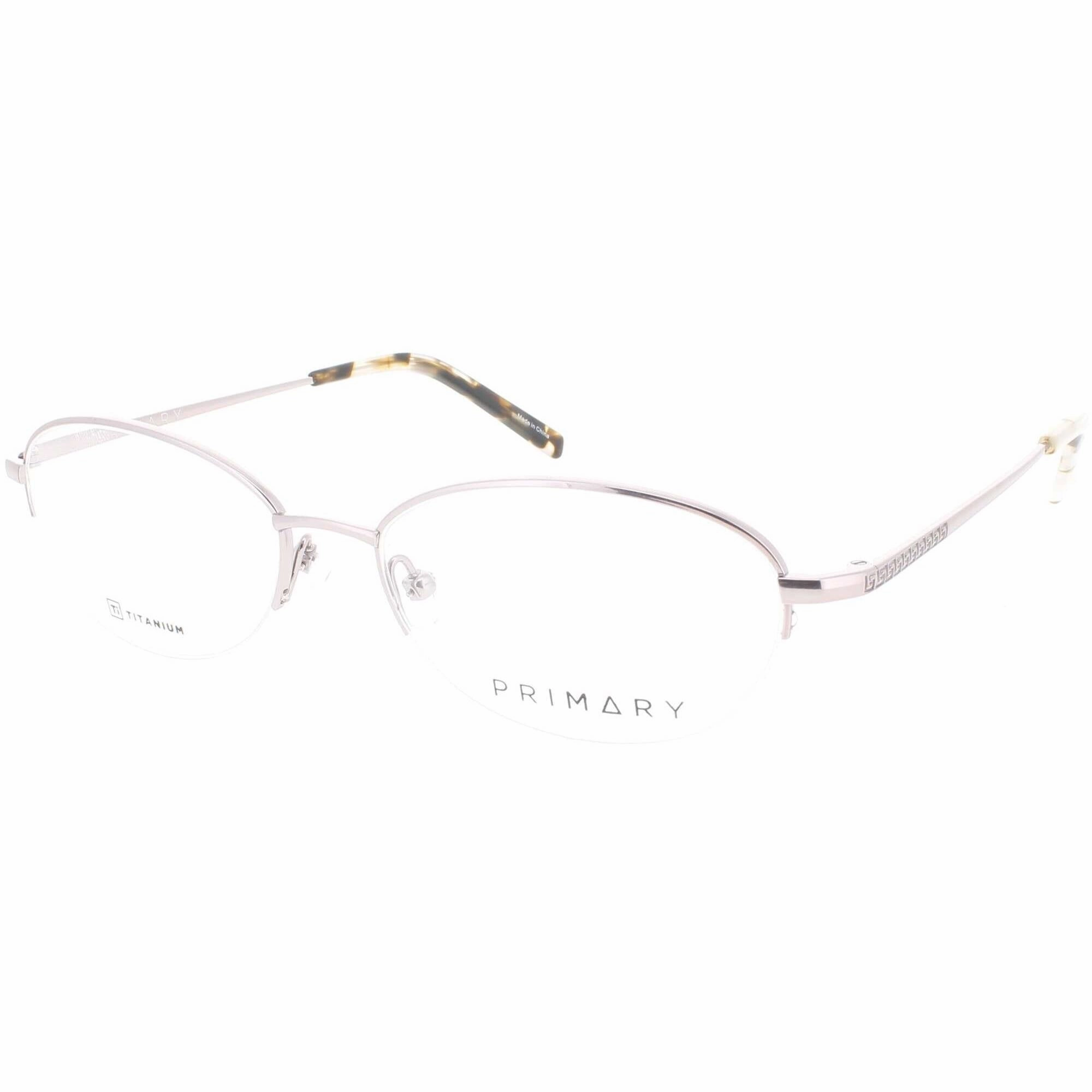 Primary Men's Eyeglasses - Demo Lens Titanium Oval Shape Half Rim Frame | Pt106 Pink