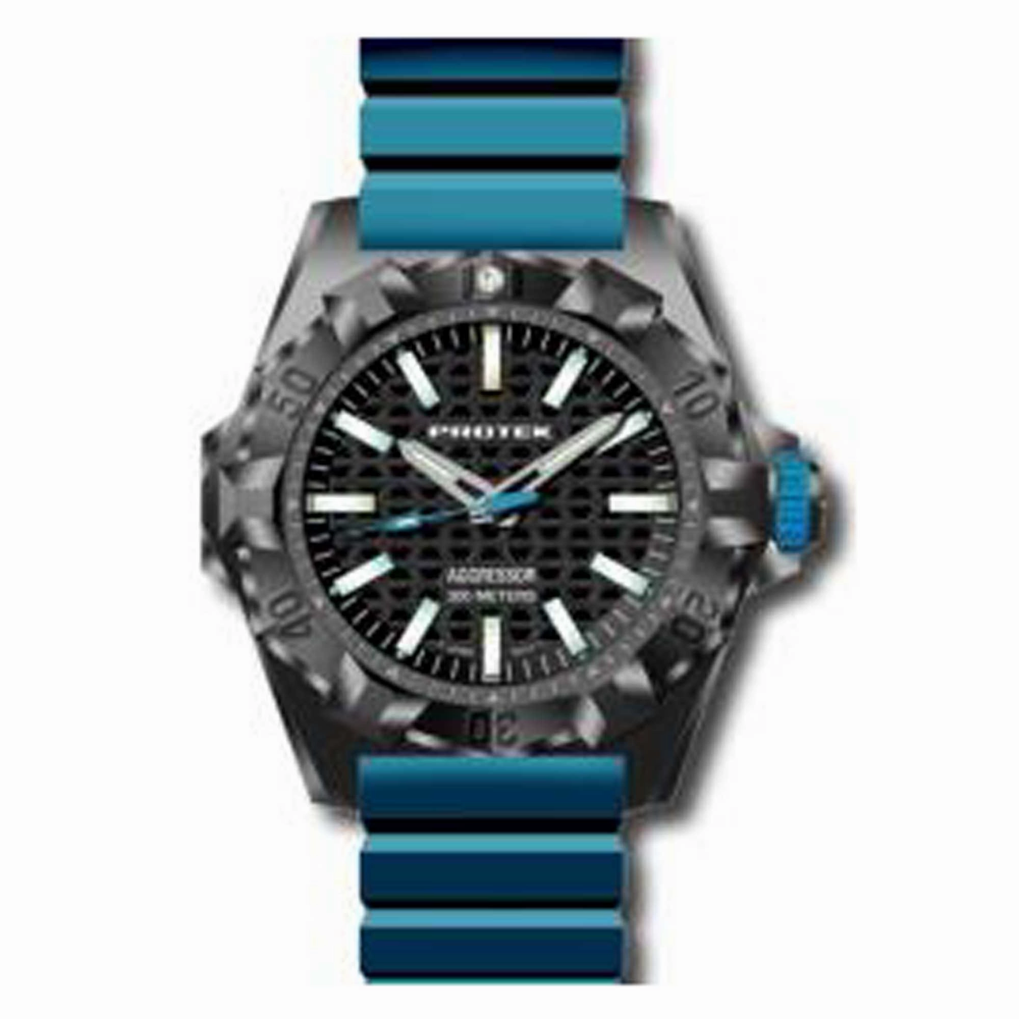 Protek Men's Watch - Aggressor Carbon Composite Case Black Dial Blue Strap | 4003B