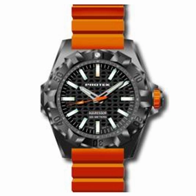 Protek Men's Watch - Aggressor Carbon Composite Case Black Dial Orange Strap | 4004O