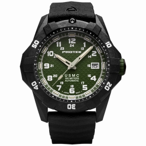 ProTek Men's Watch - USMC Series Automatic Green Dial Genuine Rubber Strap | 1215