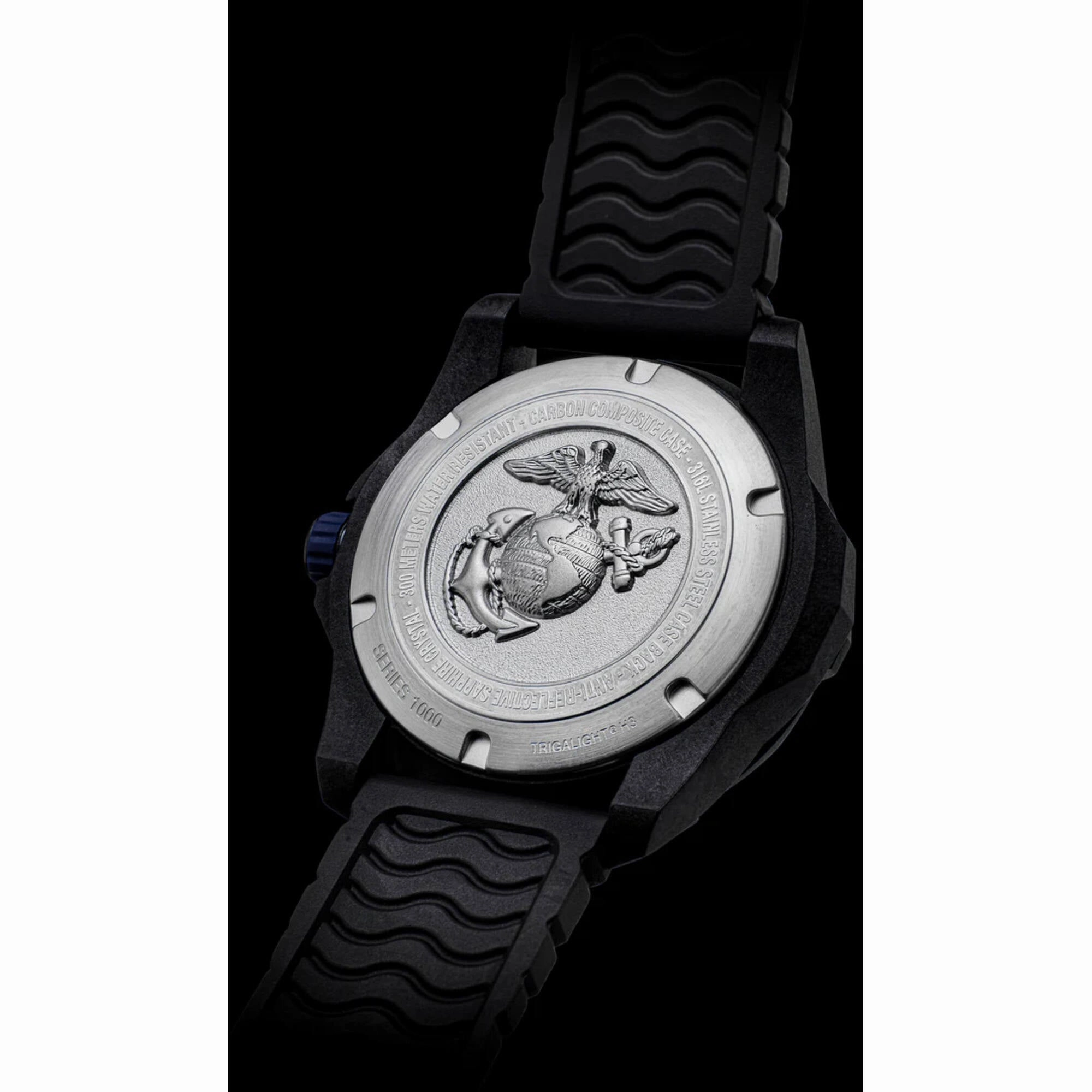 ProTek Men's Watch - USMC Series Quartz Black and Blue Dial Rubber Strap Dive | 1013