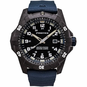 ProTek Men's Watch - USMC Series Quartz Blue Genuine Rubber Strap Date Dive | 1013B