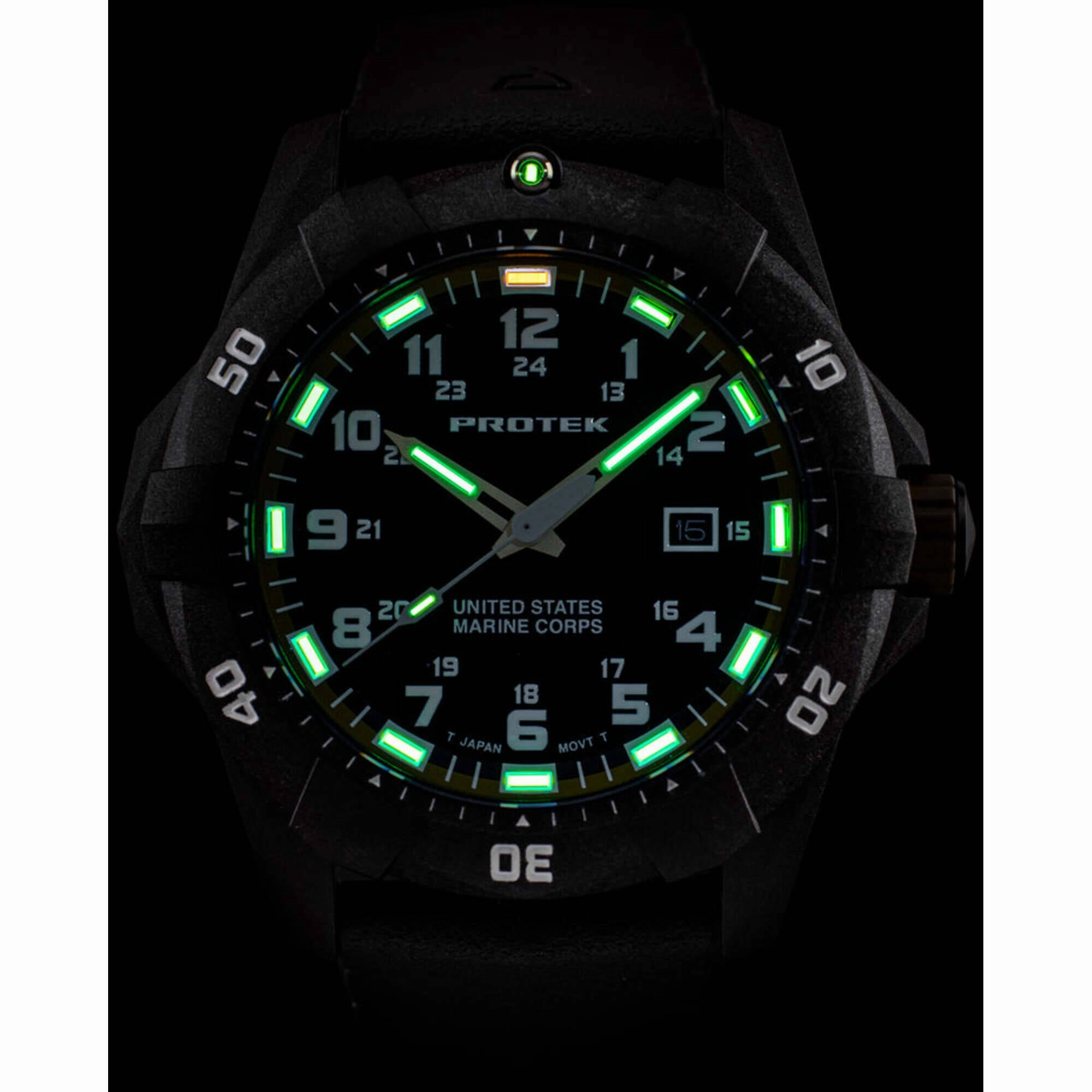ProTek Men's Watch - USMC Series Quartz Blue Genuine Rubber Strap Date Dive | 1013B