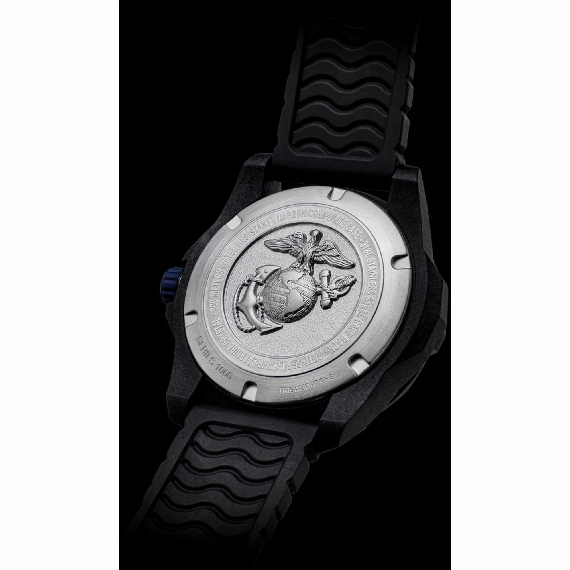 ProTek Men's Watch - USMC Series Quartz Blue Genuine Rubber Strap Date Dive | 1013B