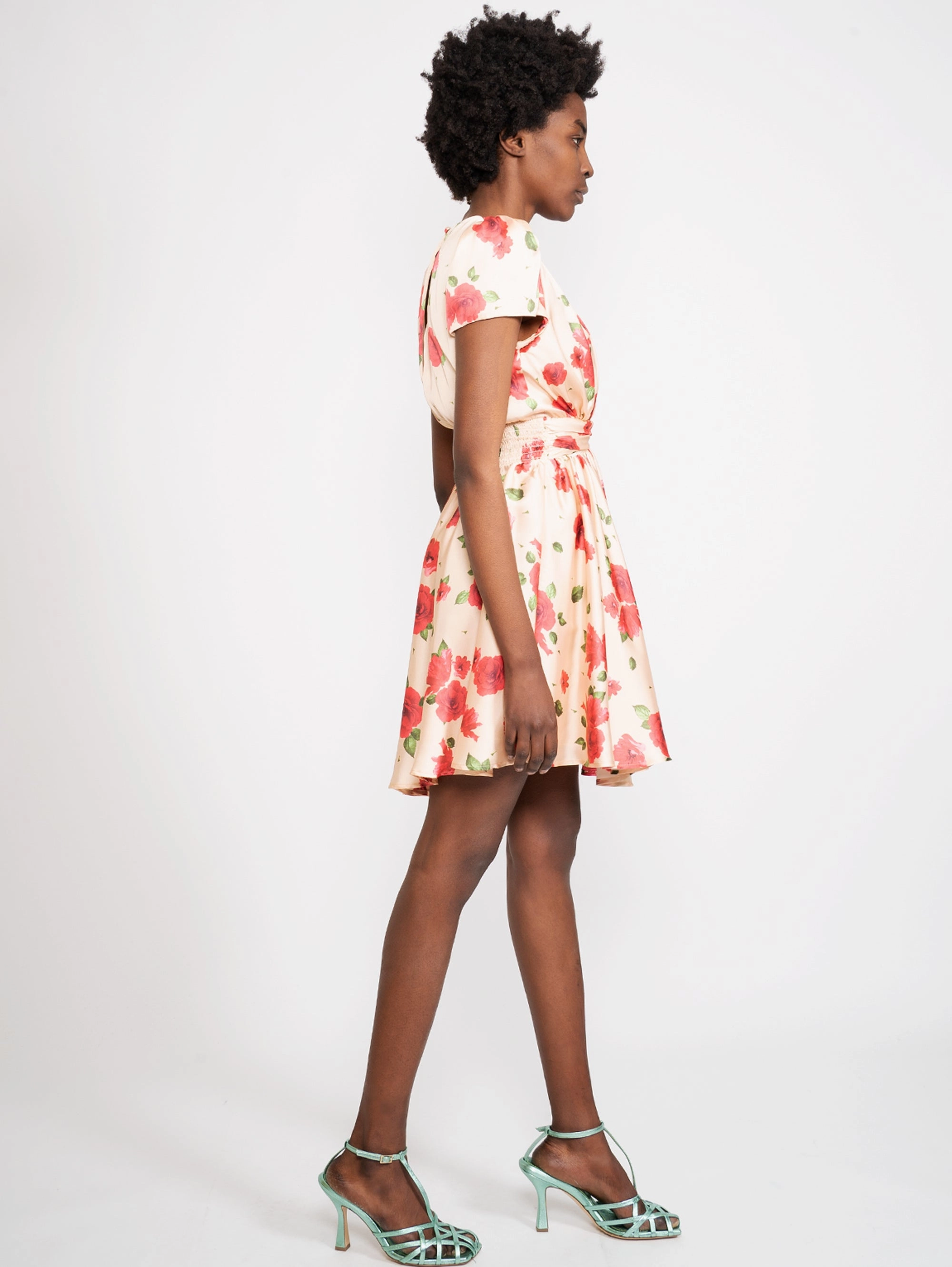 Short Dress in Multicolor Satin