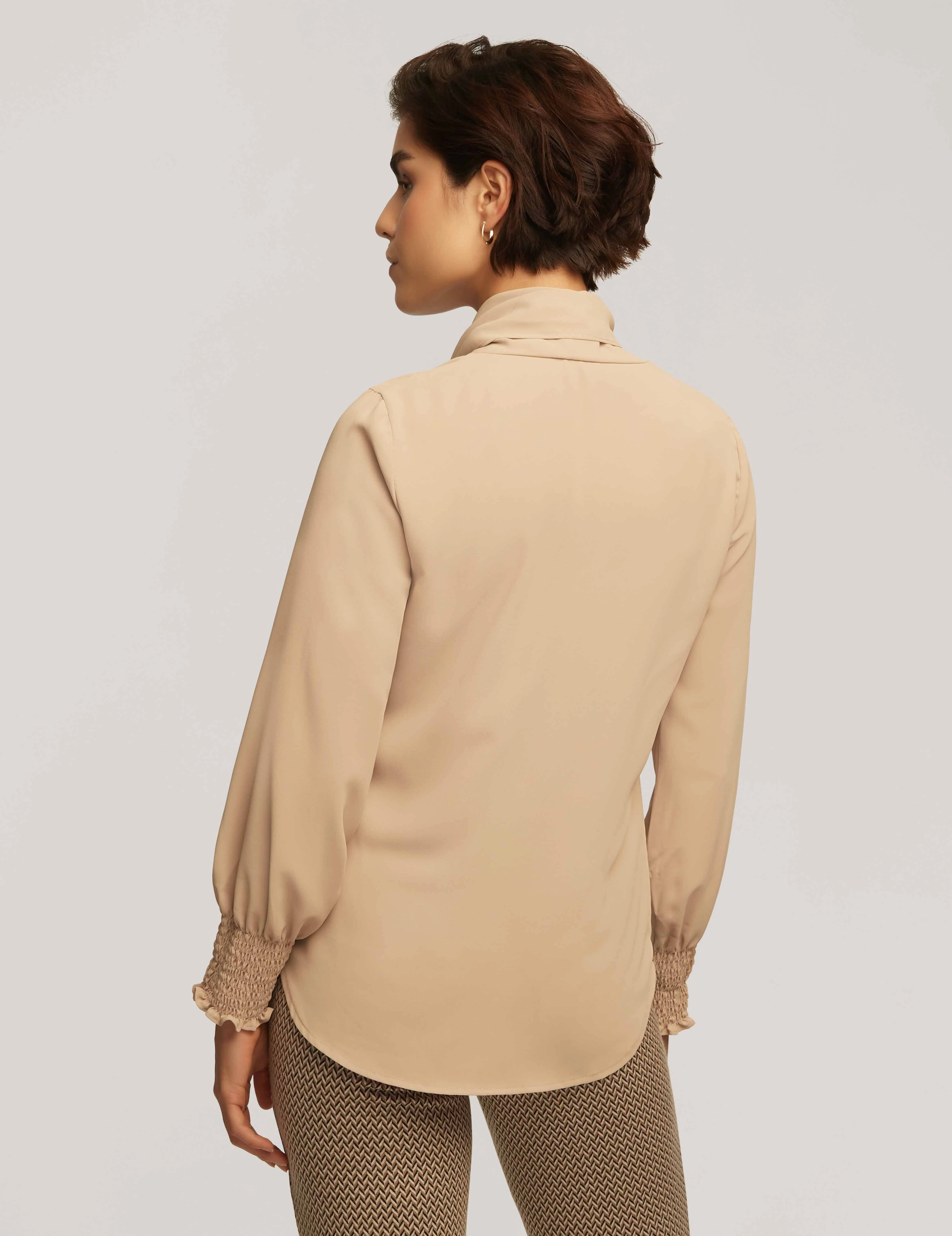 Smocked Cuff Bow Blouse- Sale