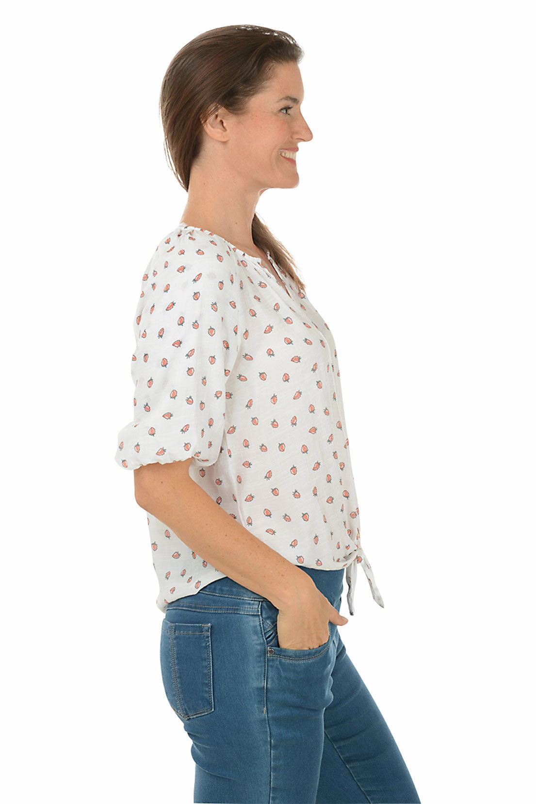 Strawberries Puffed Short Sleeve Shirt