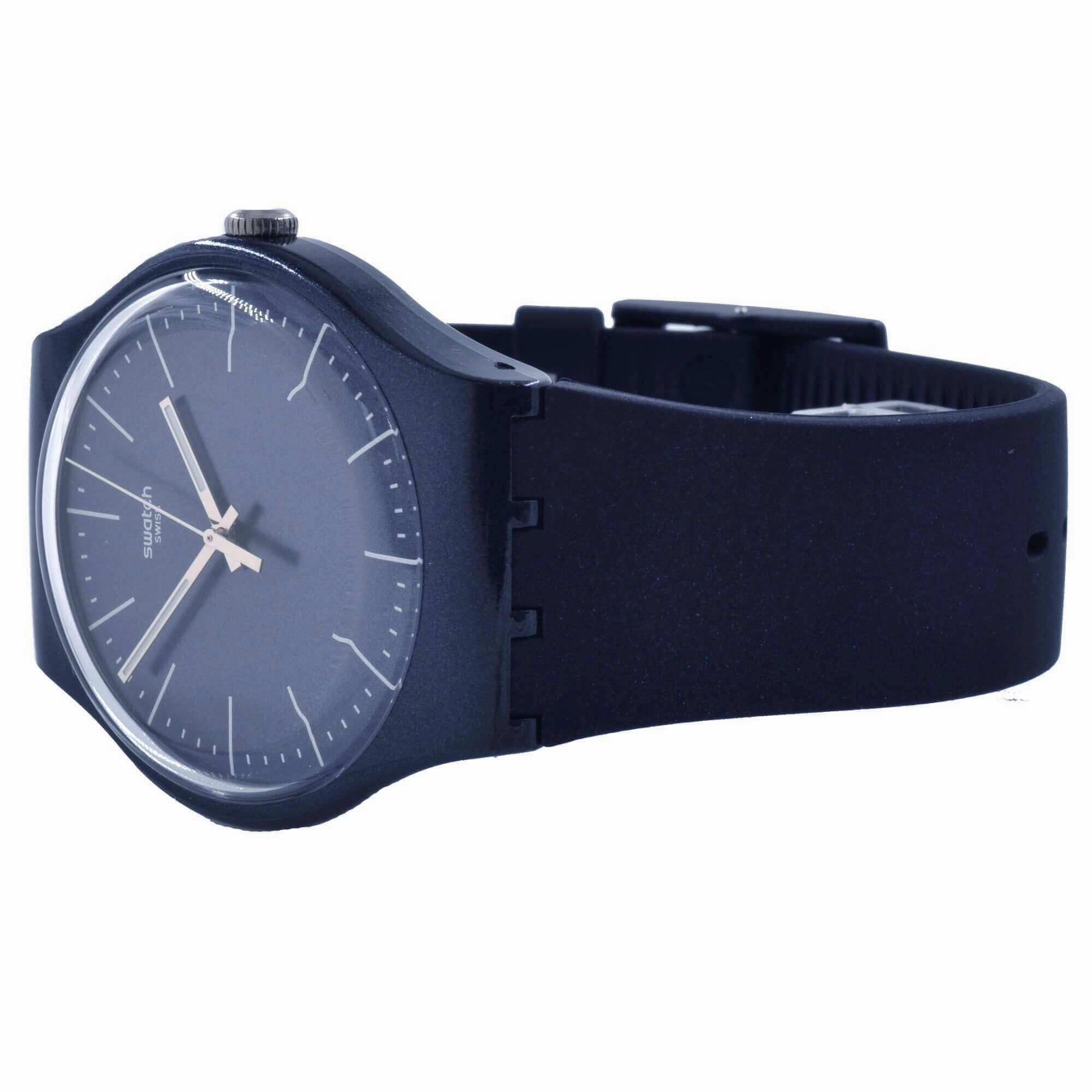 Swatch Men's Watch - Worldhood Naitbayang Swiss Quartz Dark Blue Dial Strap | SUON136