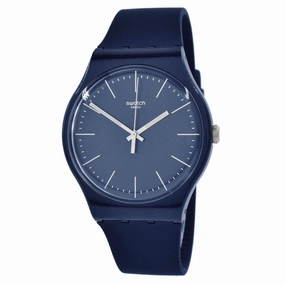 Swatch Men's Watch - Worldhood Naitbayang Swiss Quartz Dark Blue Dial Strap | SUON136