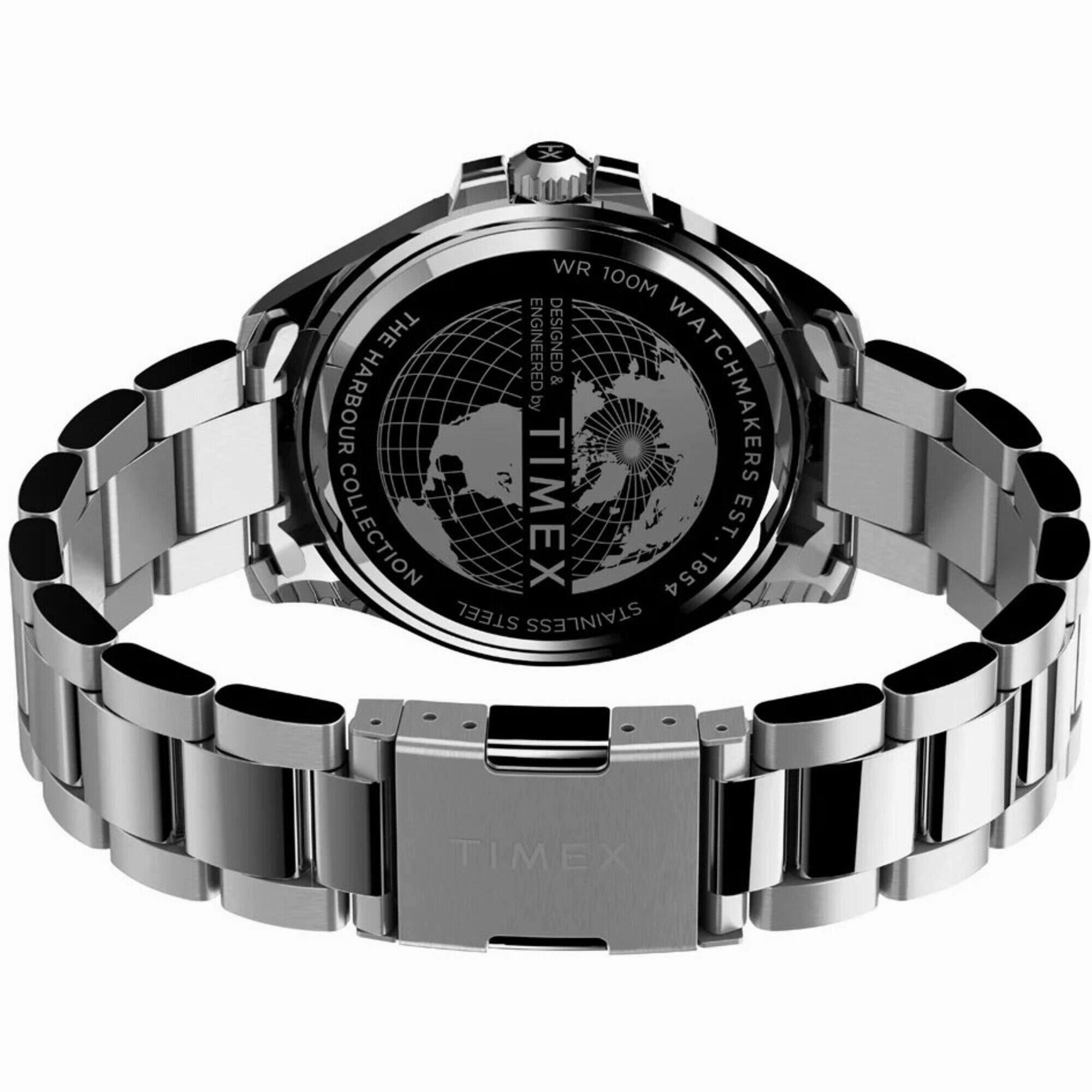 Timex Men's Watch - Harborside Quartz Black Dial Silver Tone Bracelet | TW2U41700