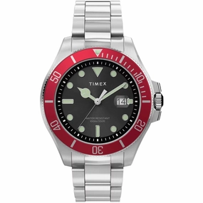 Timex Men's Watch - Harborside Quartz Black Dial Silver Tone Bracelet | TW2U41700