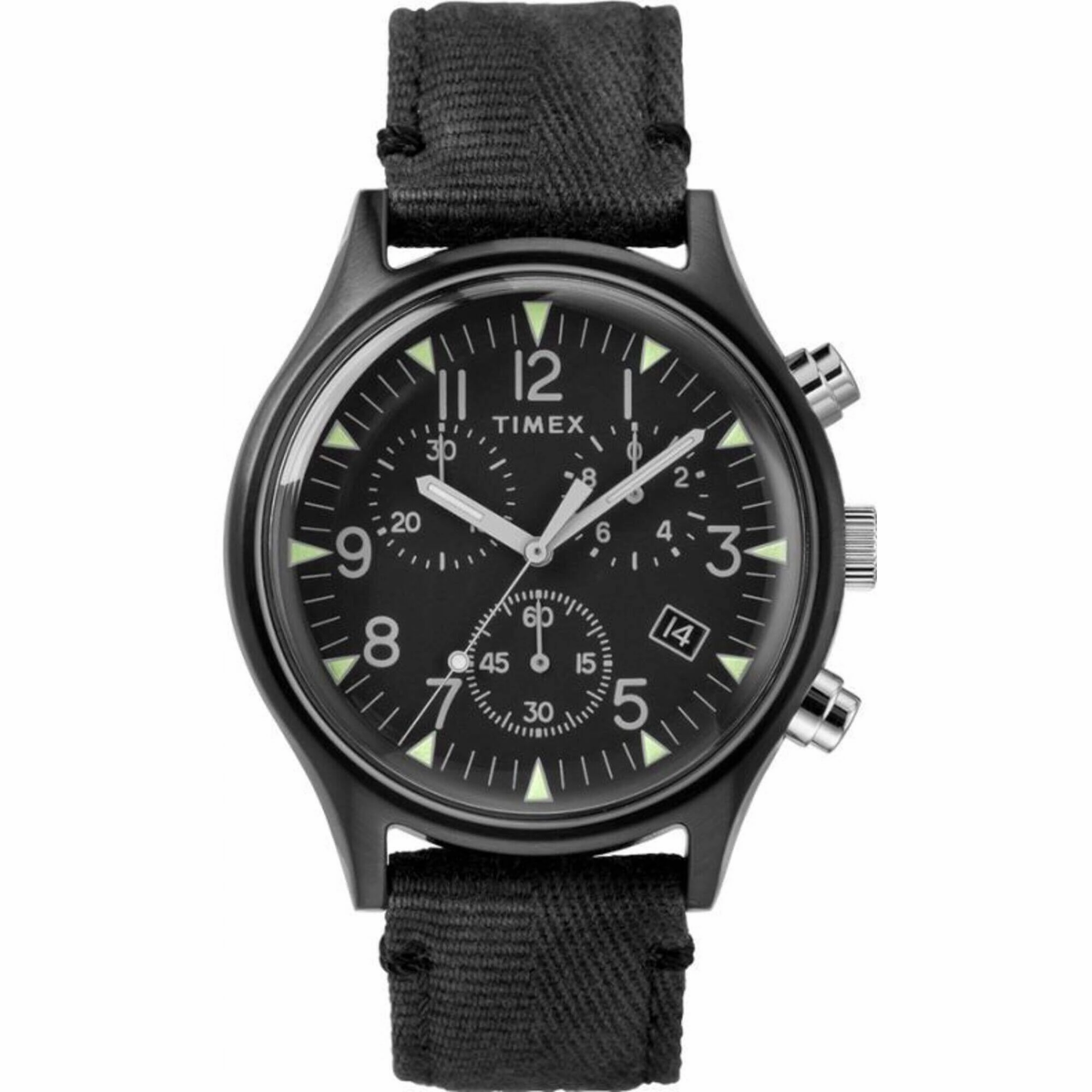 Timex Men's Watch - MK1 Quartz Chronograph Black Dial Fabric Strap | TW2R68700VQ