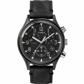 Timex Men's Watch - MK1 Quartz Chronograph Black Dial Fabric Strap | TW2R68700VQ