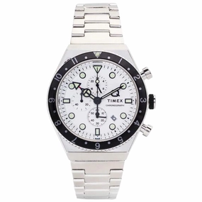 Timex Men's Watch - Q Chronograph White Dial Stainless Steel Bracelet | TW2V69900