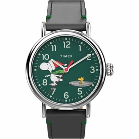 Timex Men's Watch - Standard Peanuts Snoopy Ice Skating Green Dial | TW2V60200VQ
