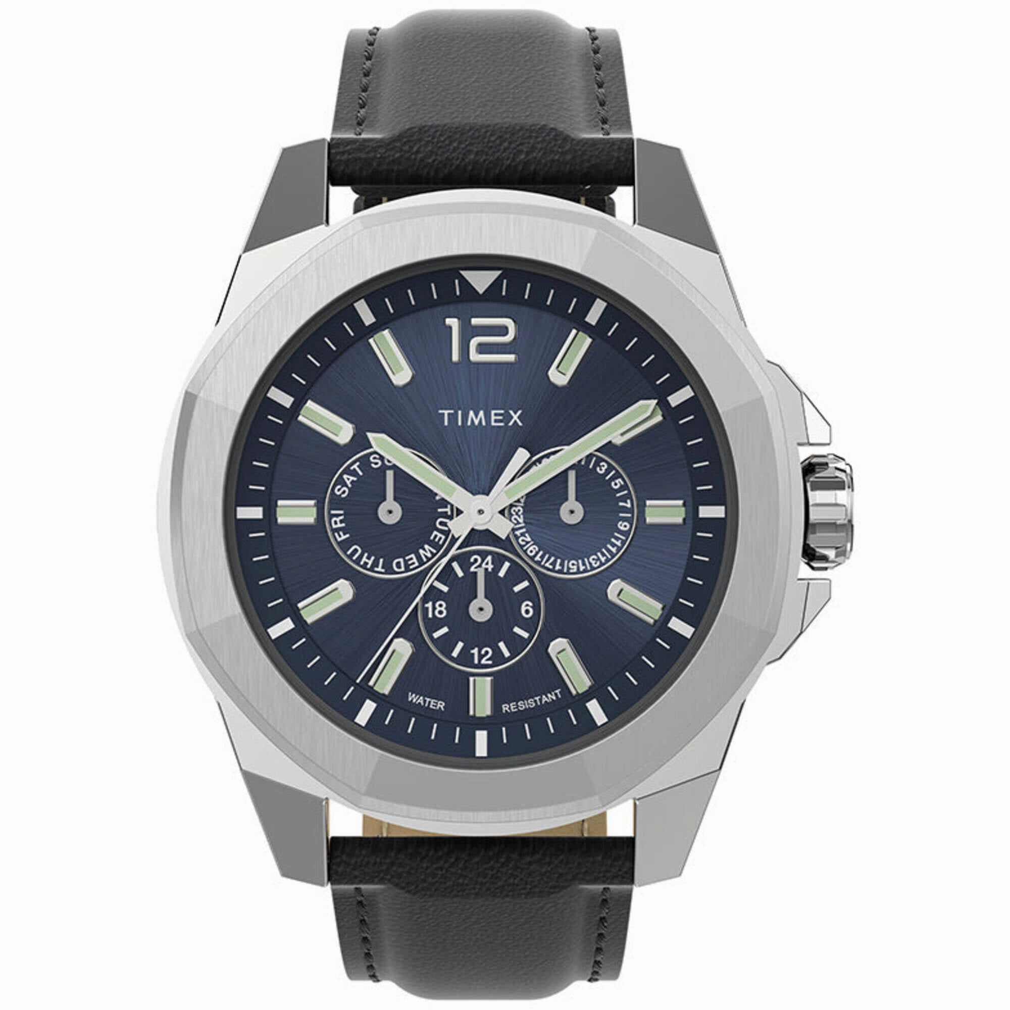 Timex Men's Watch Essex Quartz Blue Dial Leather Strap Watch | TW2V43200