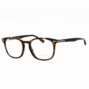 Tom Ford Men's Eyeglasses - Dark Havana Acetate Square Full Rim Frame | FT5505 52