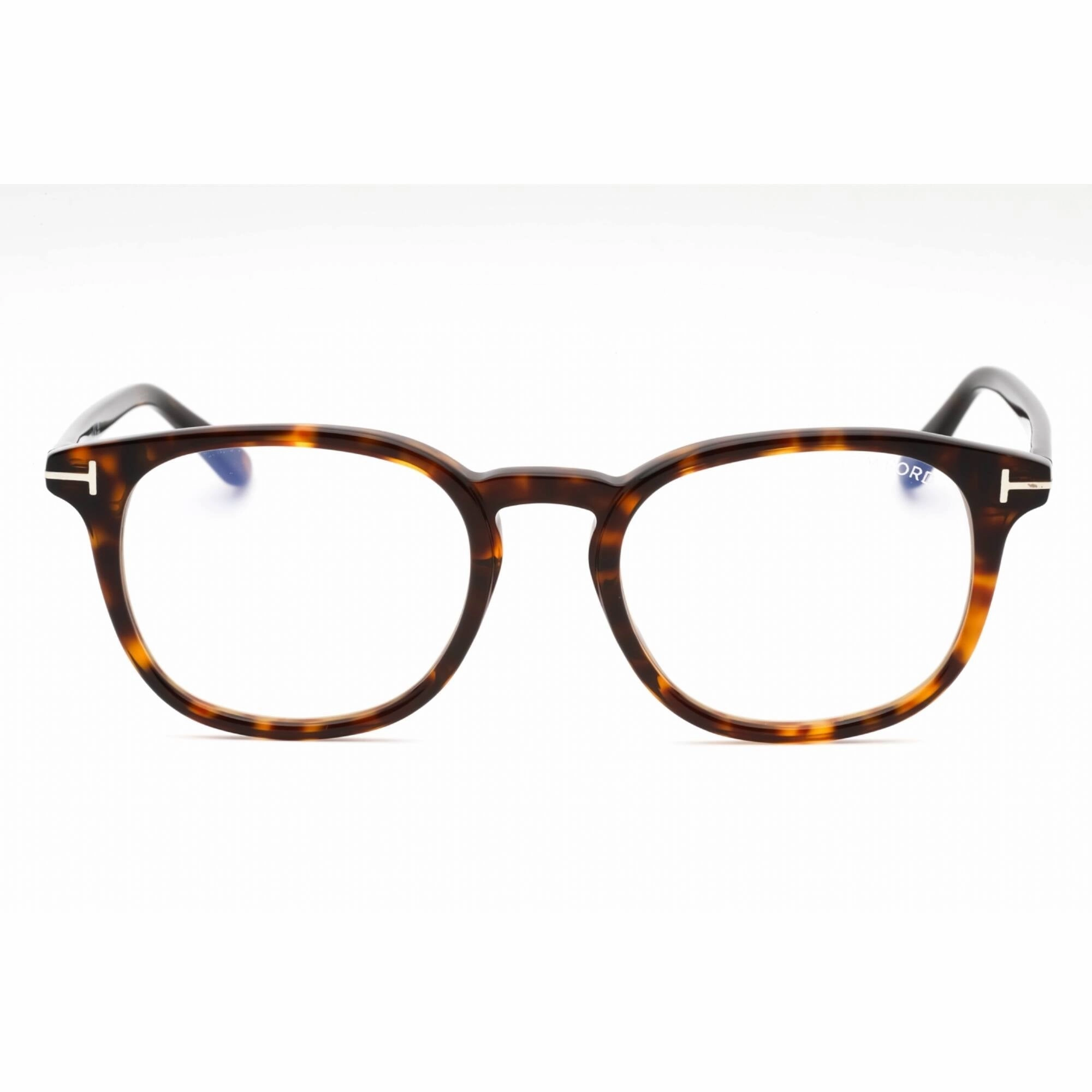 Tom Ford Men's Eyeglasses - Dark Havana/Clear Plastic Round Frame | FT5819-B 052