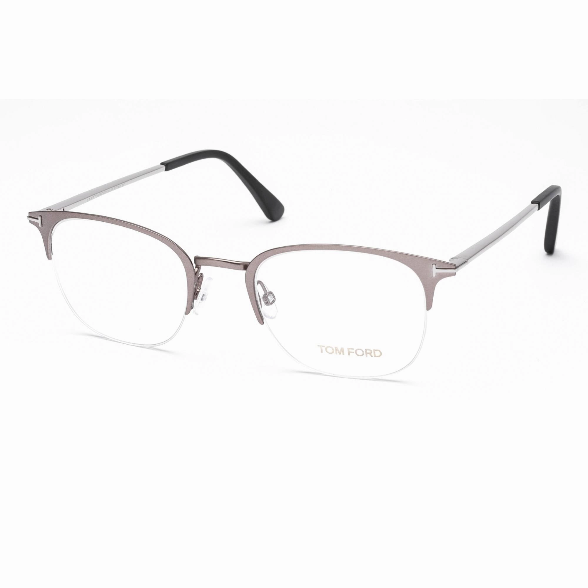 Tom Ford Men's Eyeglasses - Matte Light Ruthenium Cat Eye Half Rim Frame | FT5452 013