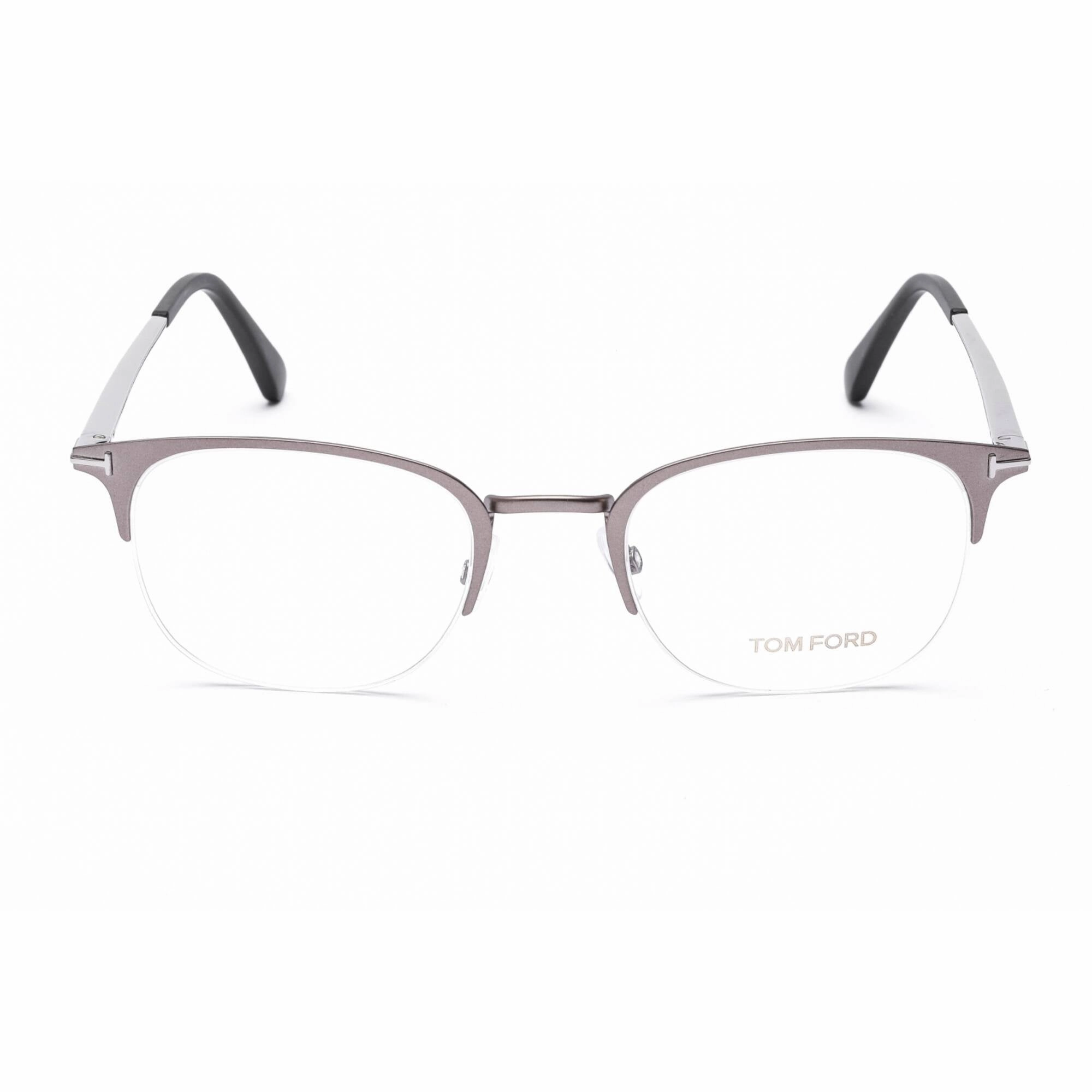 Tom Ford Men's Eyeglasses - Matte Light Ruthenium Cat Eye Half Rim Frame | FT5452 013