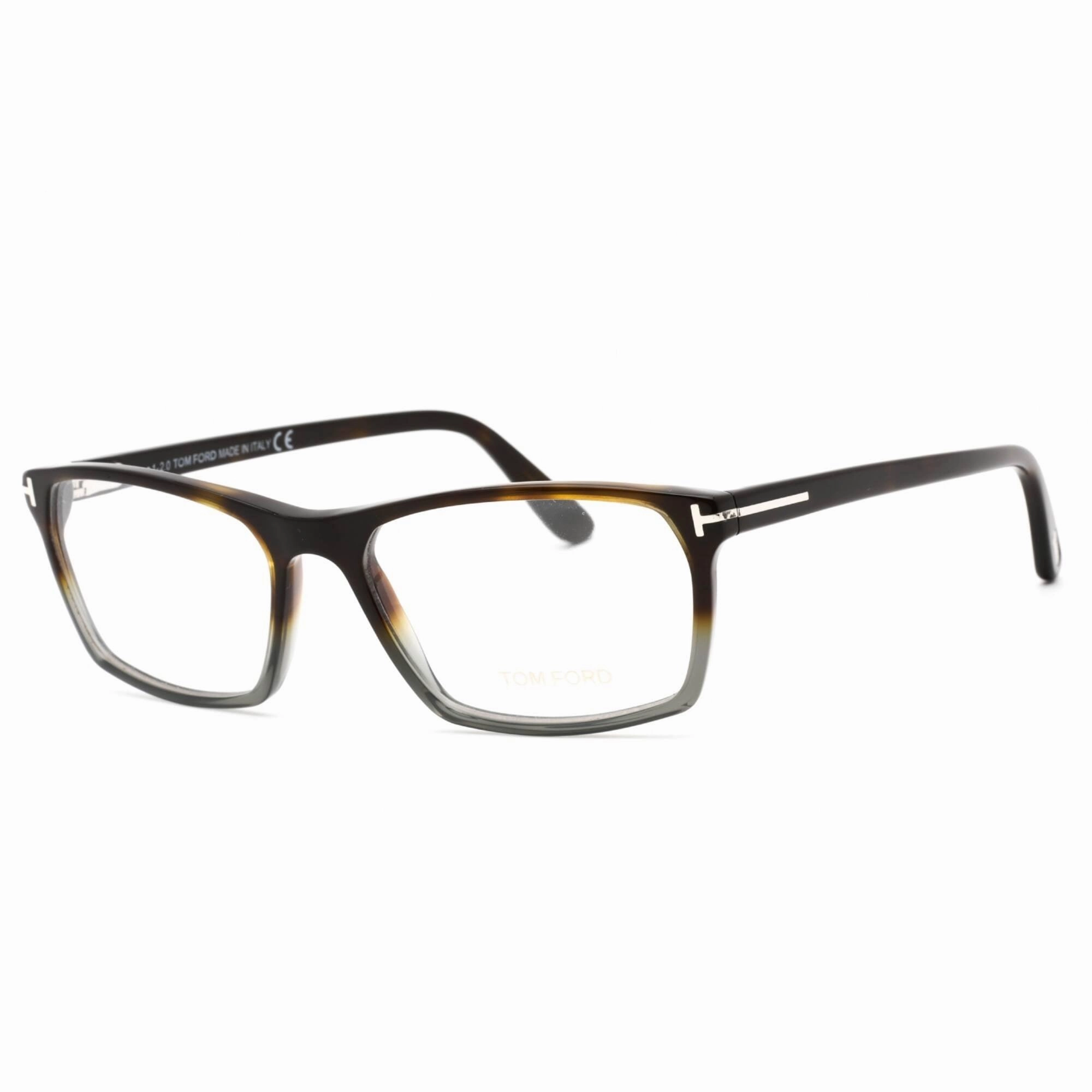 Tom Ford Men's Eyeglasses - Shiny Havana Grey Full Rim Rectangular Frame | FT5295 055