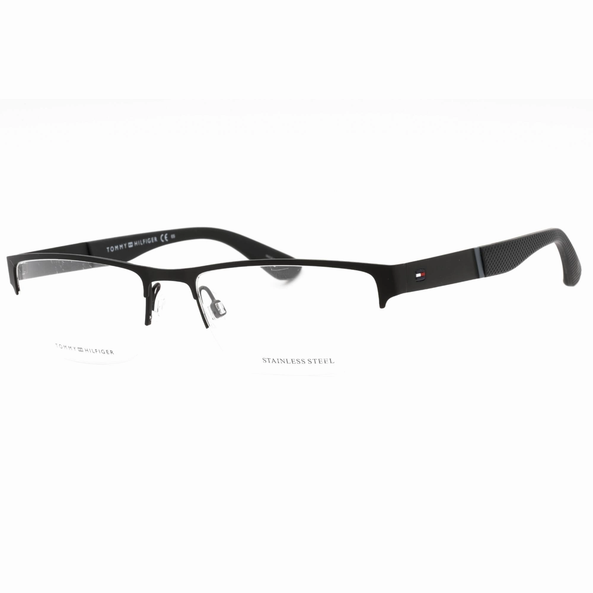 Tommy Hilfiger Men's Eyeglasses - Matte Black Half Rim Metal Frame | Th 1524 0003 00