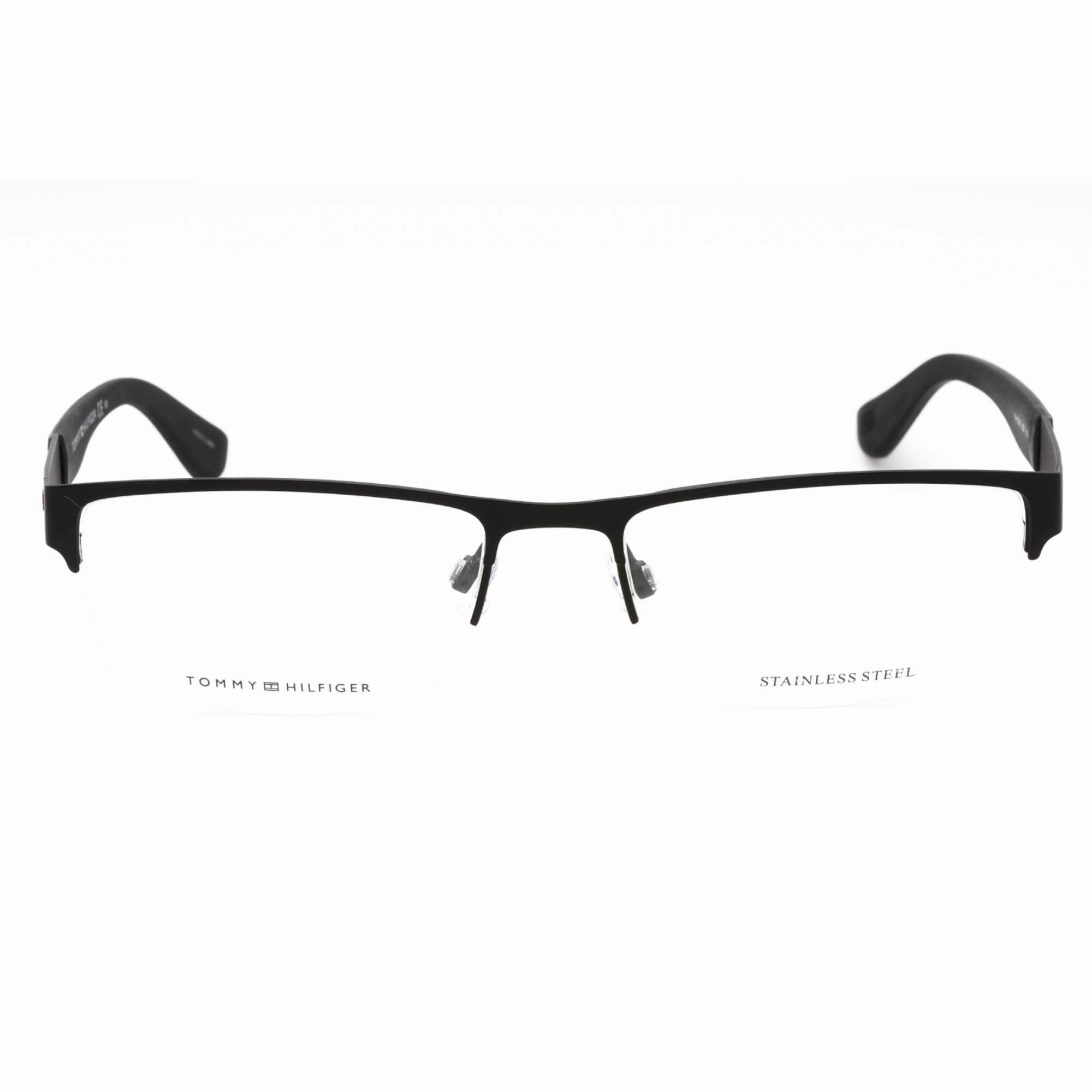 Tommy Hilfiger Men's Eyeglasses - Matte Black Half Rim Metal Frame | Th 1524 0003 00