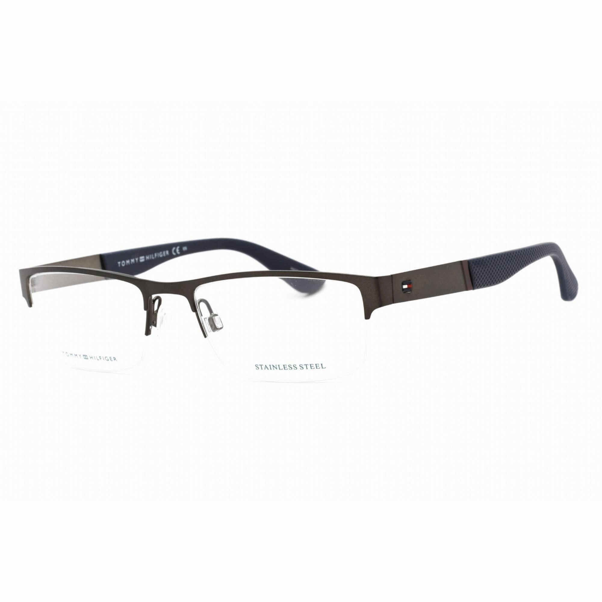 Tommy Hilfiger Men's Eyeglasses - Matte Dark Ruthenium Half Rim | Th 1524 0R80 00