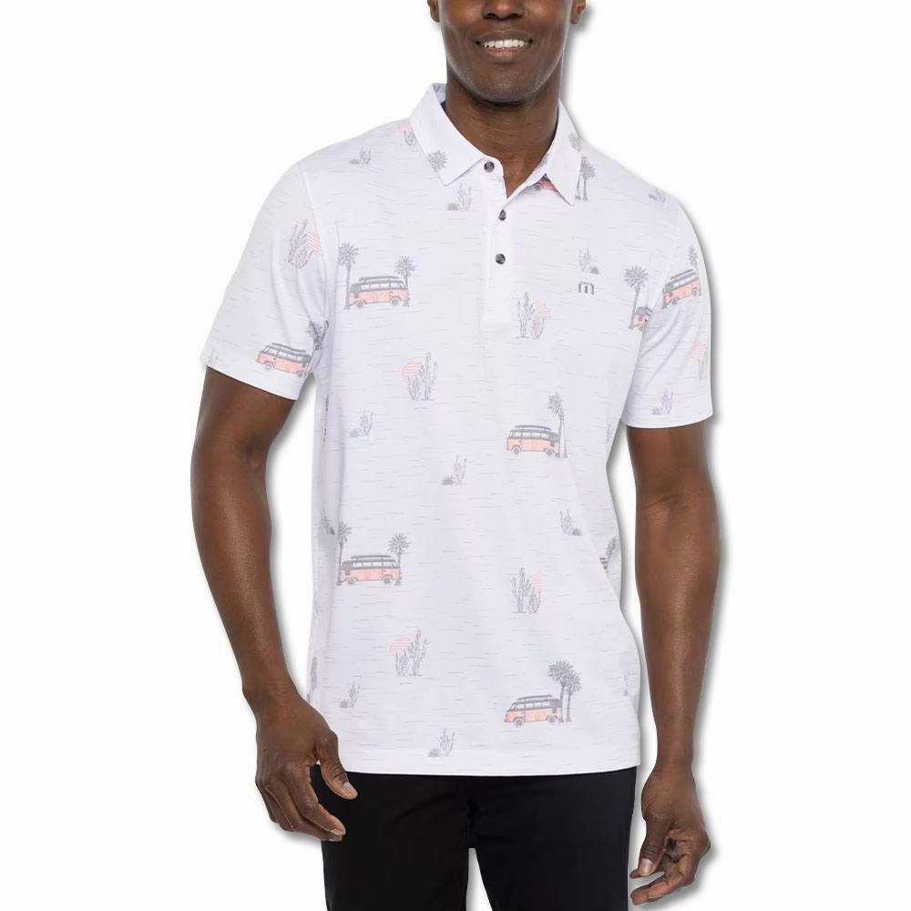 TravisMathew Four Wheeling Golf Polo White - SS23 Men