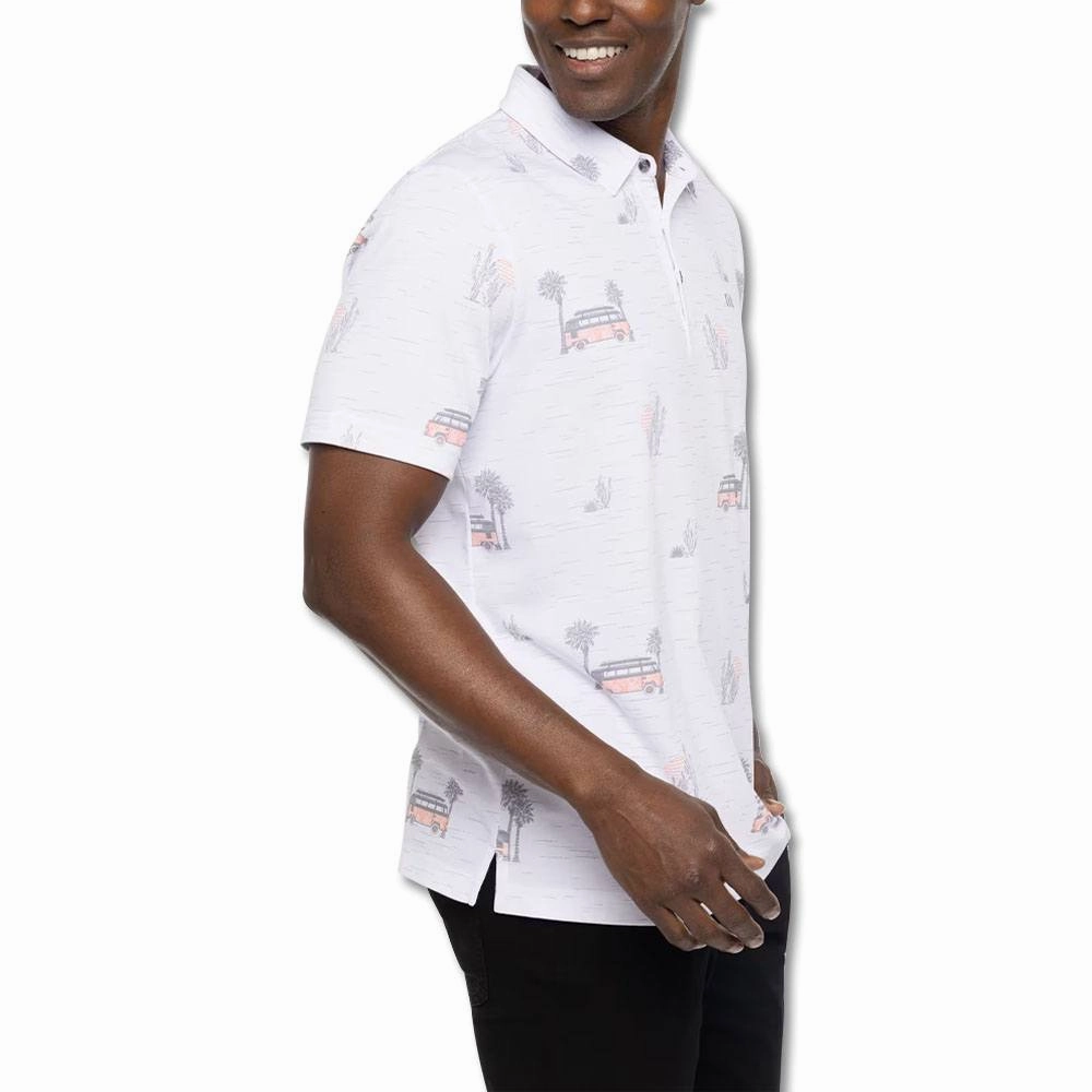 TravisMathew Four Wheeling Golf Polo White - SS23 Men