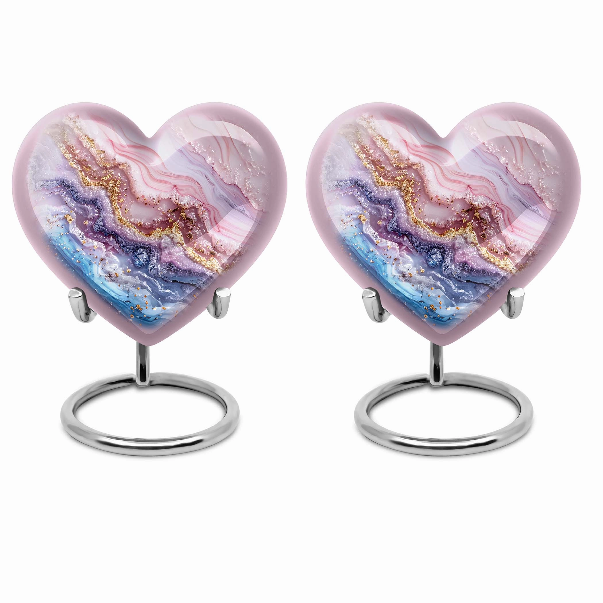 Vibrant Swirl Heart: Men's Abstract Themed Memorial Aluminium Urn