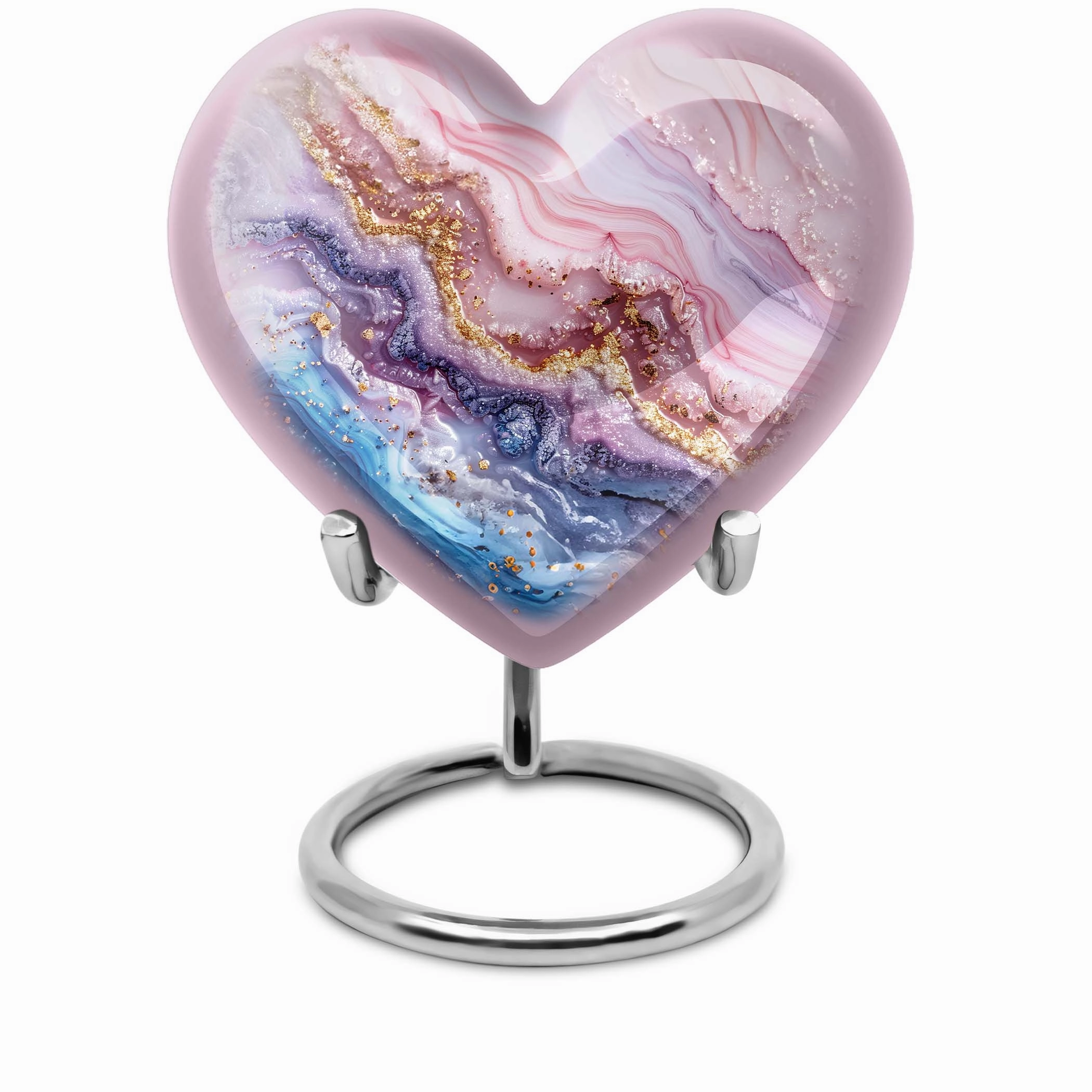 Vibrant Swirl Heart: Men's Abstract Themed Memorial Aluminium Urn
