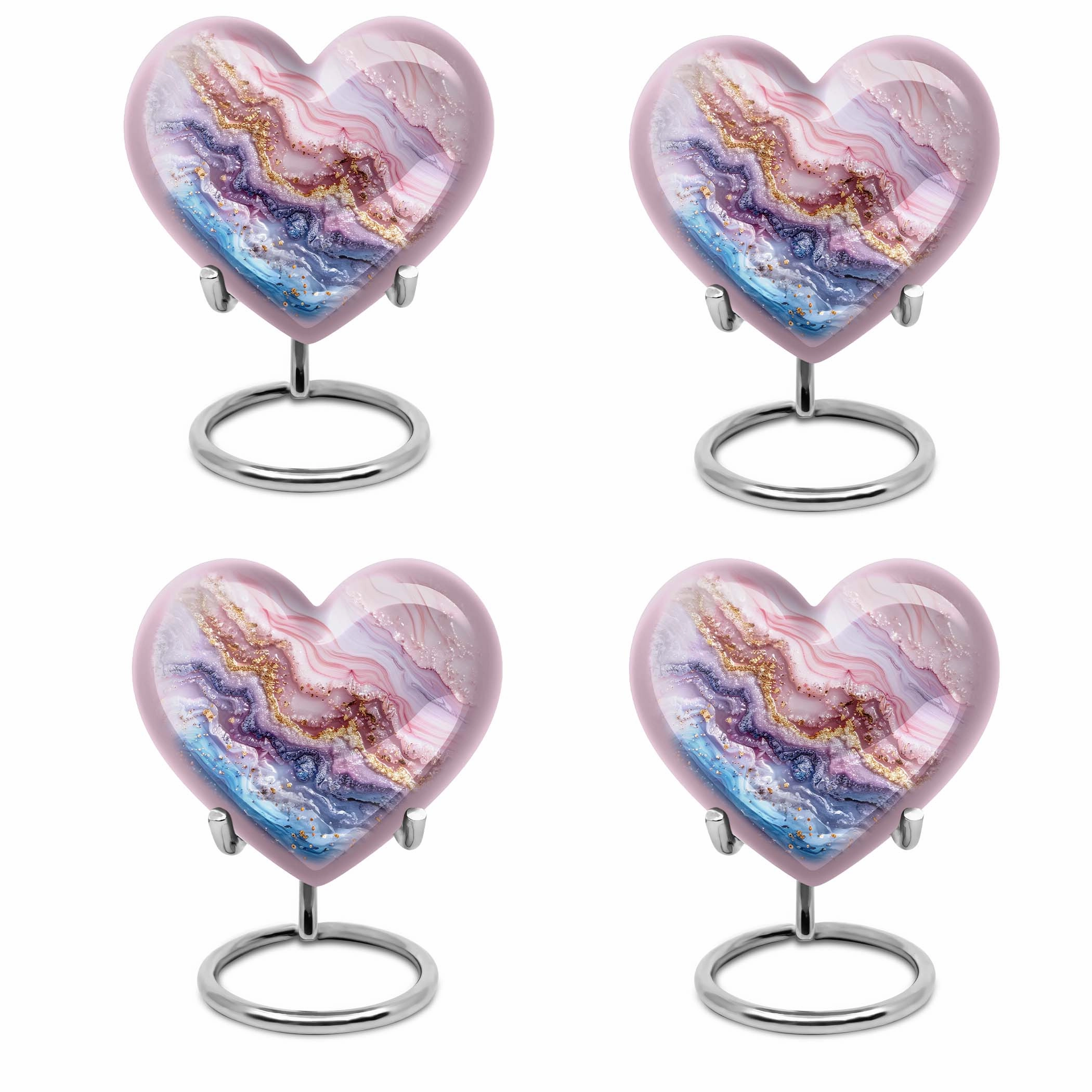 Vibrant Swirl Heart: Men's Abstract Themed Memorial Aluminium Urn