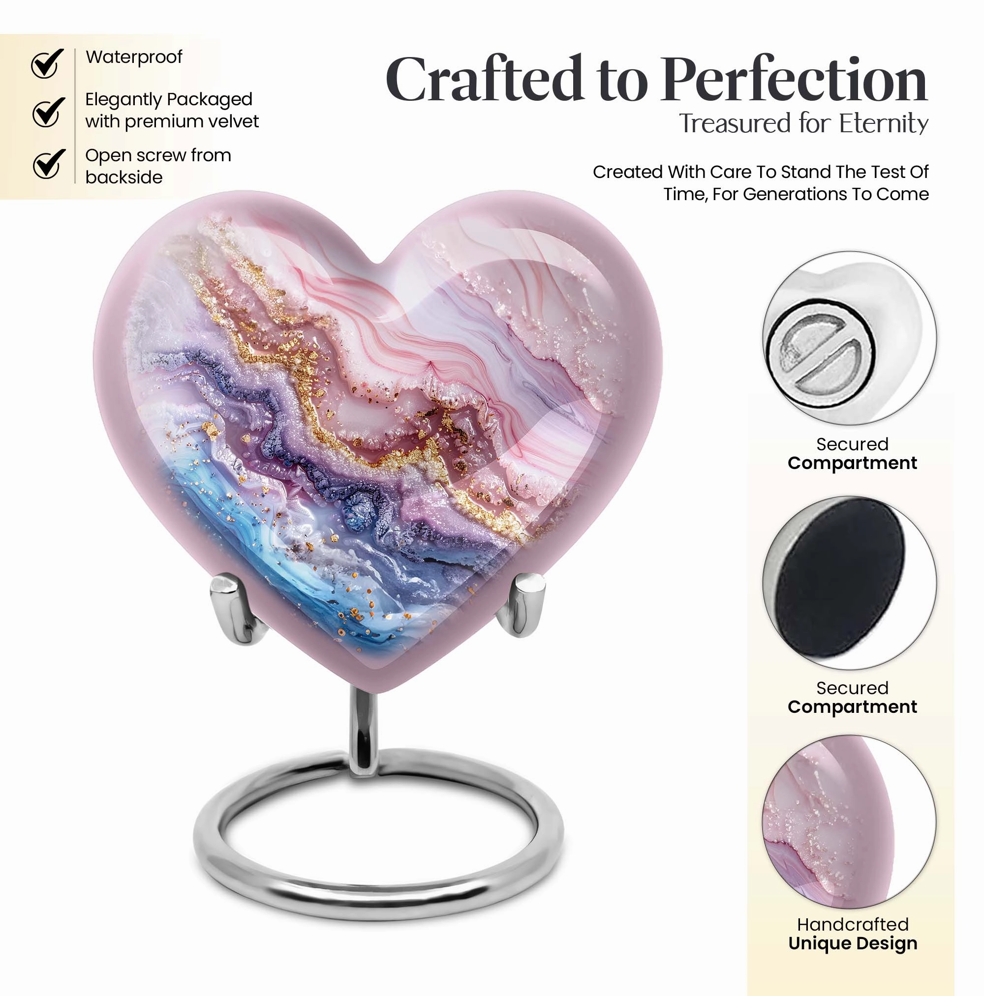 Vibrant Swirl Heart: Men's Abstract Themed Memorial Aluminium Urn