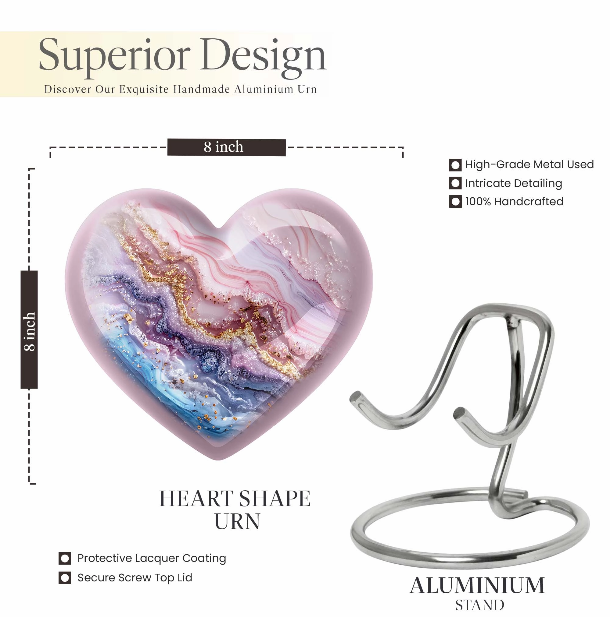 Vibrant Swirl Heart: Men's Abstract Themed Memorial Aluminium Urn