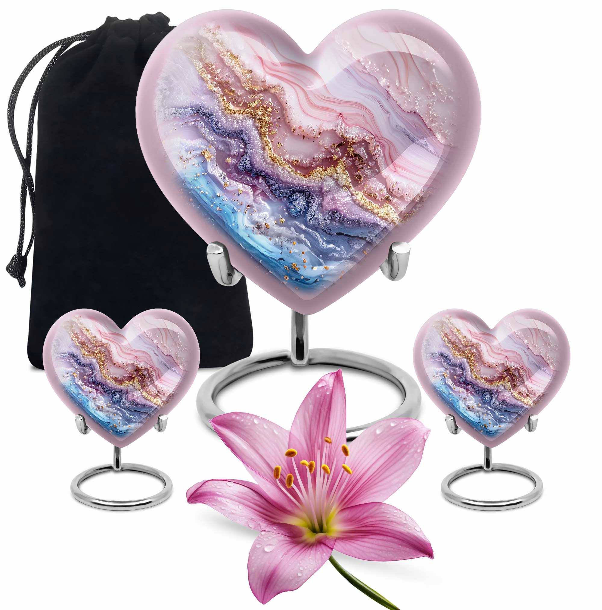 Vibrant Swirl Heart: Men's Abstract Themed Memorial Aluminium Urn