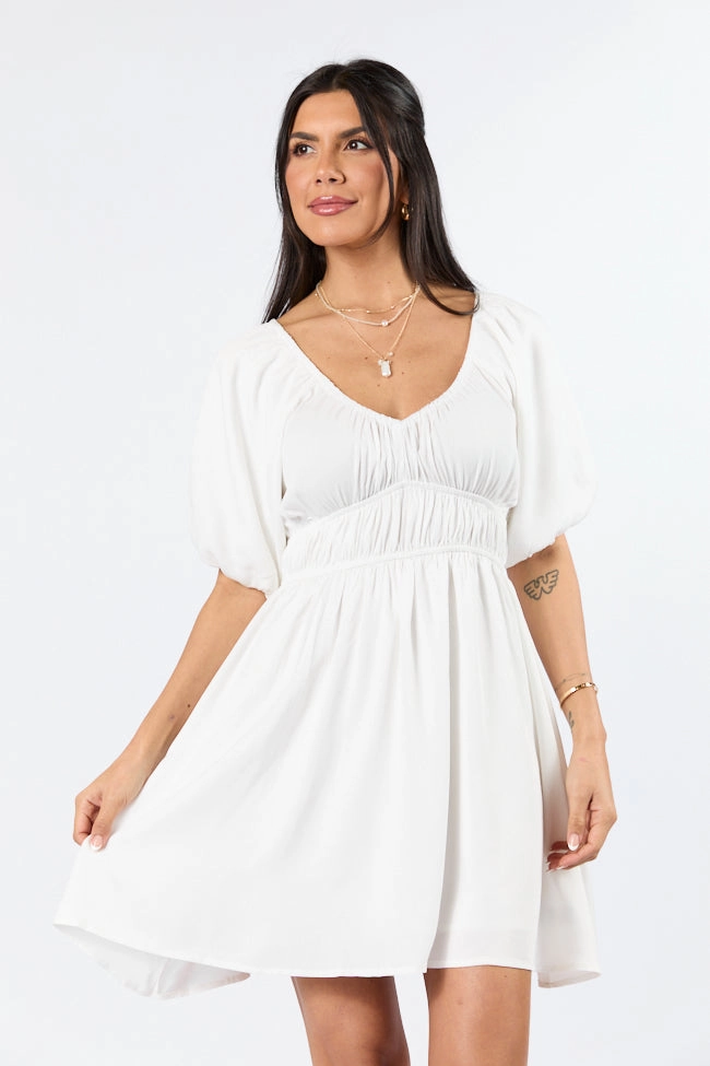 When In Paradise White Solid Mini Dress SALE